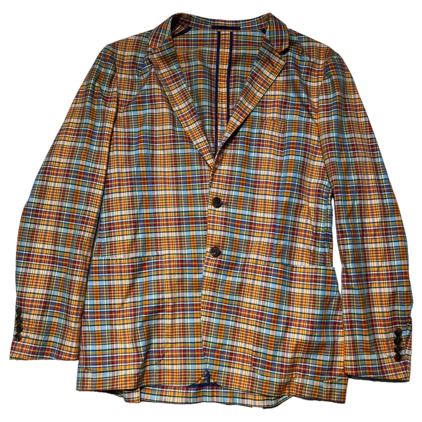 PAUL SMITH LONDON(ポールスミス ロンドン) 15SS plaid encon jacket チェック柄 アンコン ジャケット テーラード PL-IS-74542 L レッド×ブルー