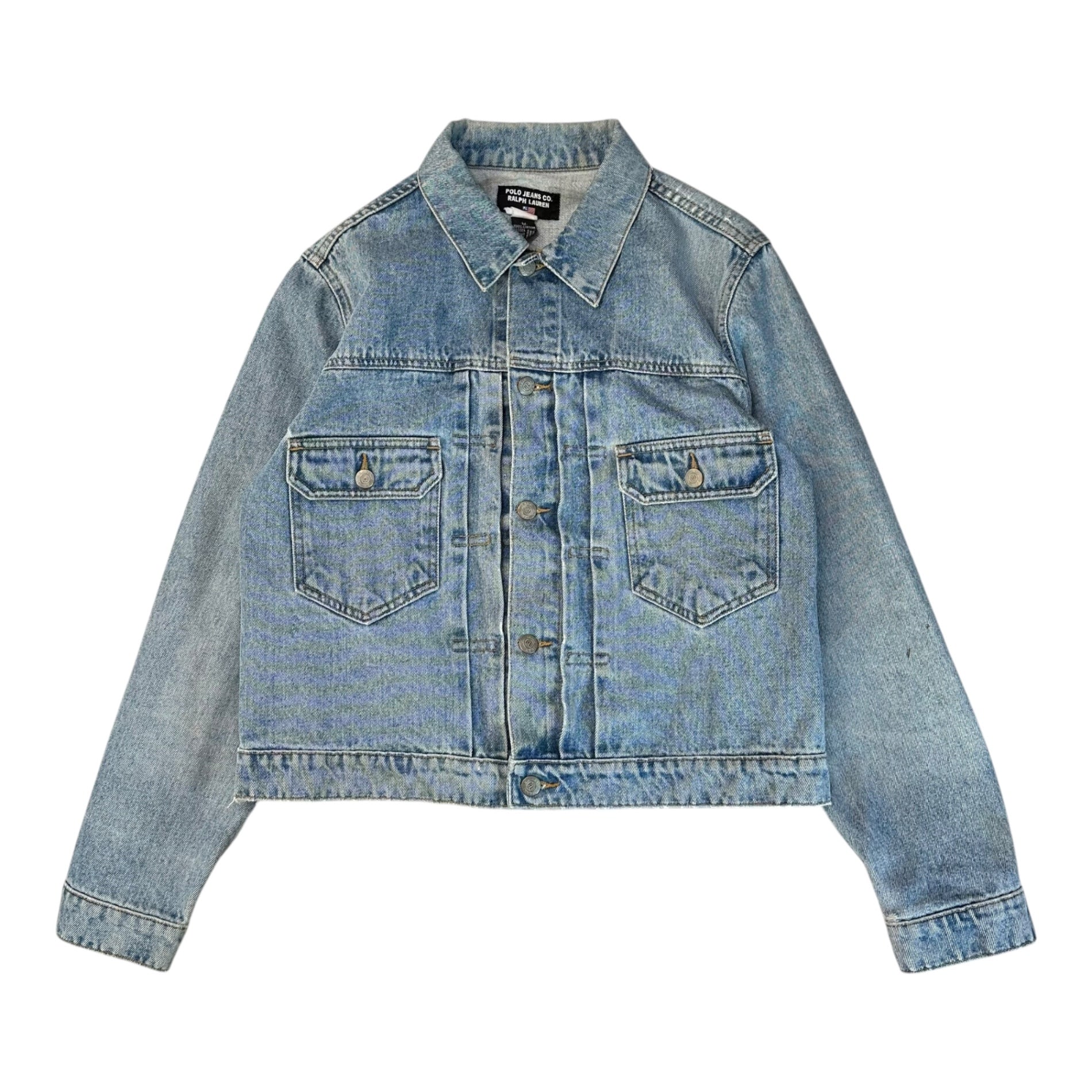 POLO JEANS(ポロジーンズラルフローレン) 90's~00's 2nd TYPE Stars and Stripes Patch Denim Jacket セカンド 星条旗 ワッペン デニム ジャケット M ライトインディゴ 90年代～ ヴィンテージ