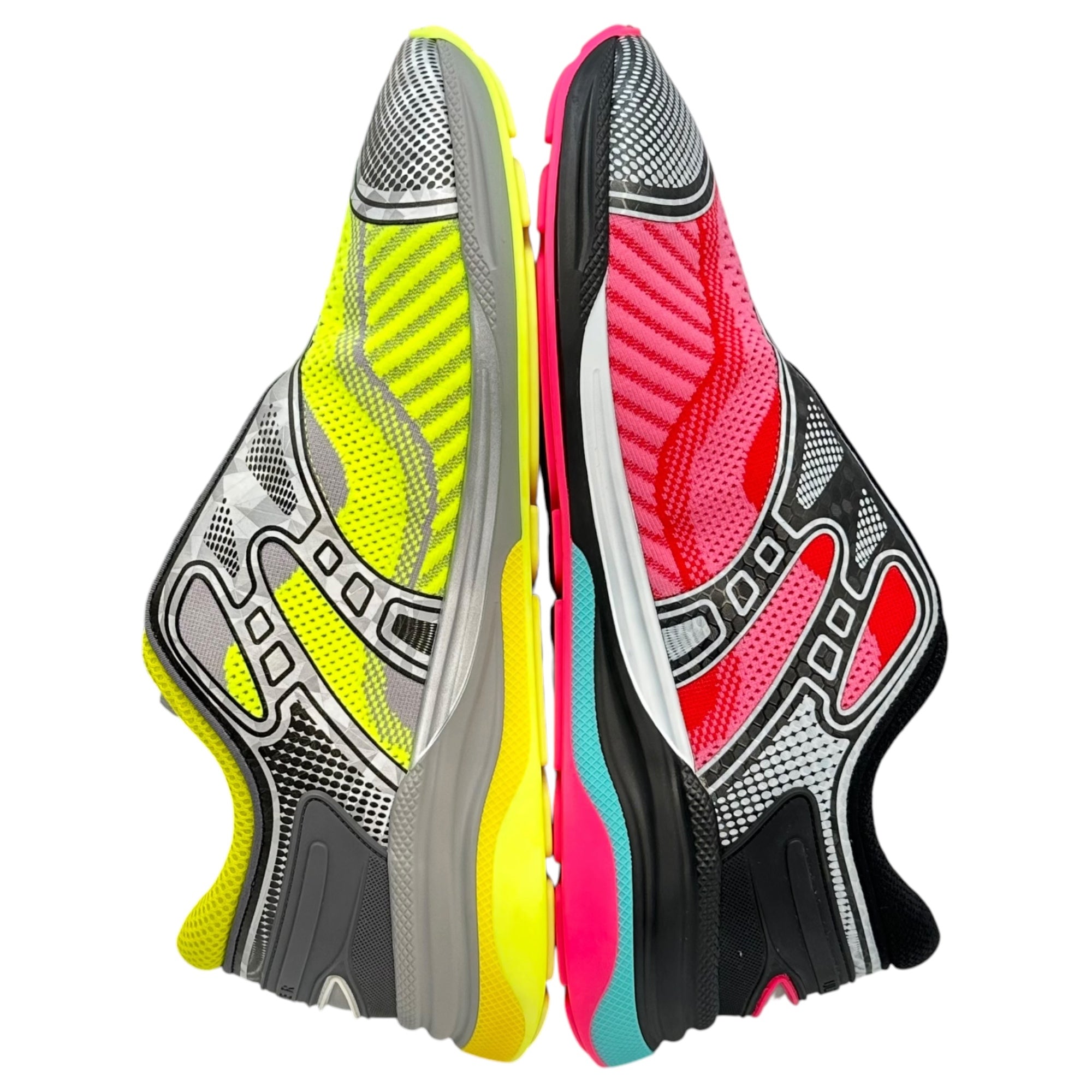 GUCCI(グッチ) 20SS Ultrapace R Mismatched - Neon Pink Yellow ウルトラペース R ワイヤー ダイヤル スニーカー 623151 8(27cm程度) イエロー×ピンク ディスク アシンメトリー