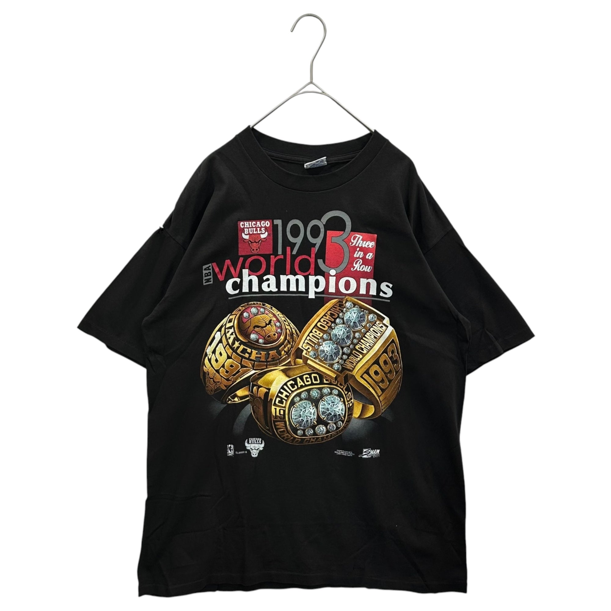 VINTAGE(ヴィンテージ) 1993 CHICAGO BULLS TEAM NBA CHAMPIONS T-SHIRT 93年 シカゴブルズ チャンピオン Tシャツ L ブラック 90年代 93年 三連覇