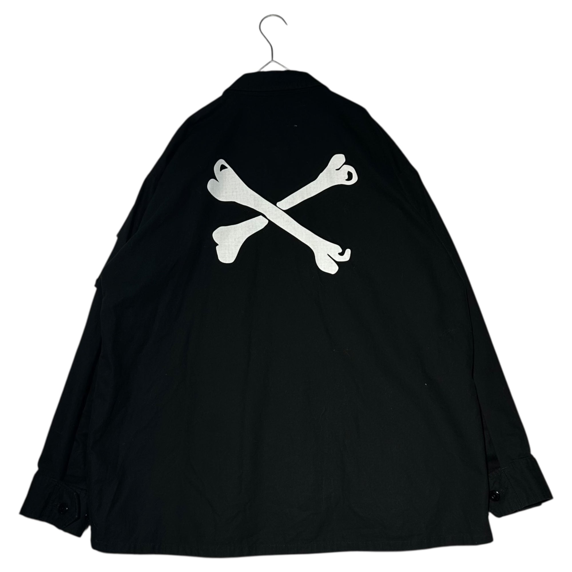 WTAPS×NEIGHBORHOOD(ダブルタップス×ネイバーフッド) 19AW JUNGLE LS SHIRT ジャングル LS シャツ 192WVNHD-SHM01S 03 ブラック ミリタリー ジャケット コラボ クロスボーン