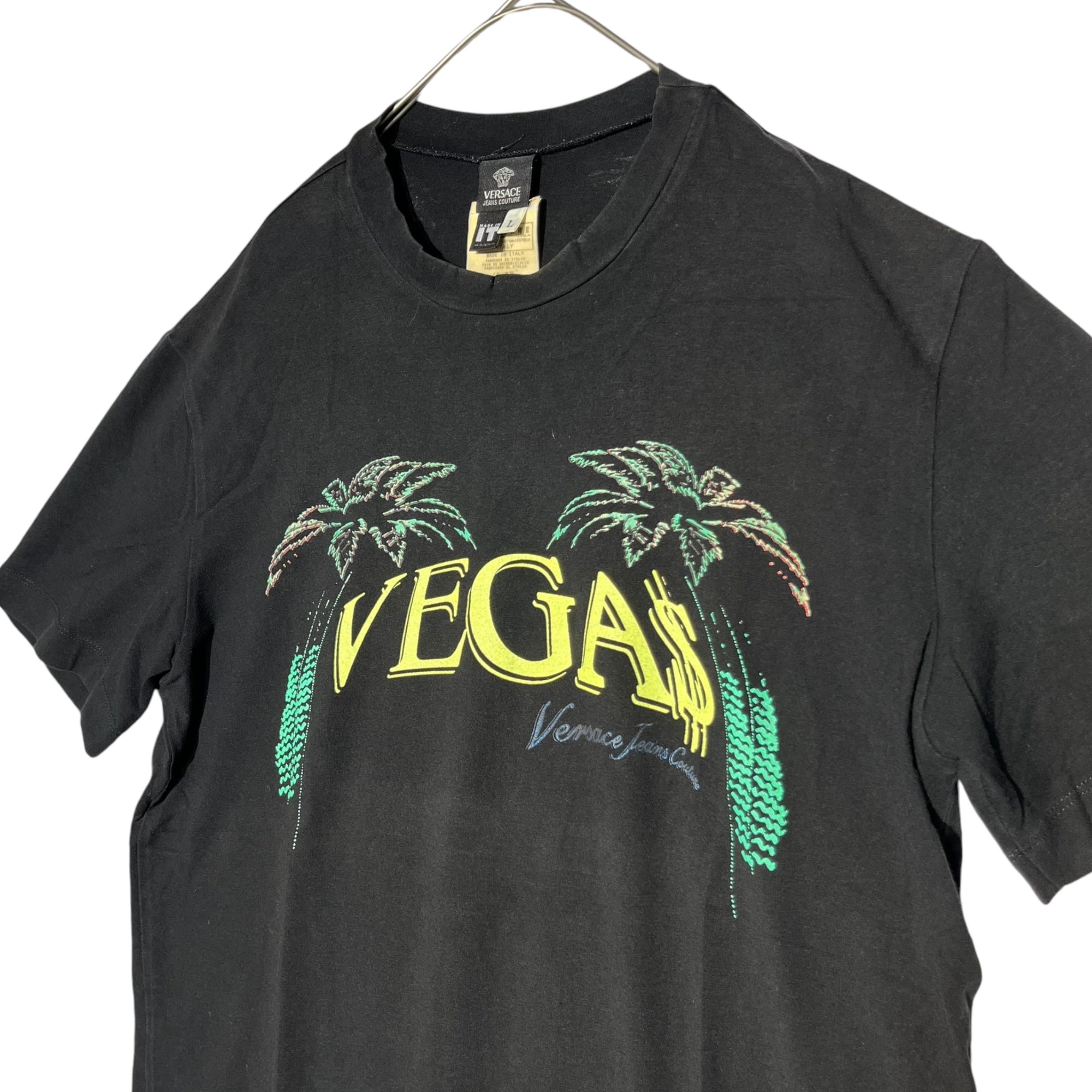 VERSACE JEANS COUTURE(ヴェルサーチジーンズ) VEGAS logo TEE ベガス ロゴ Tシャツ L ブラック