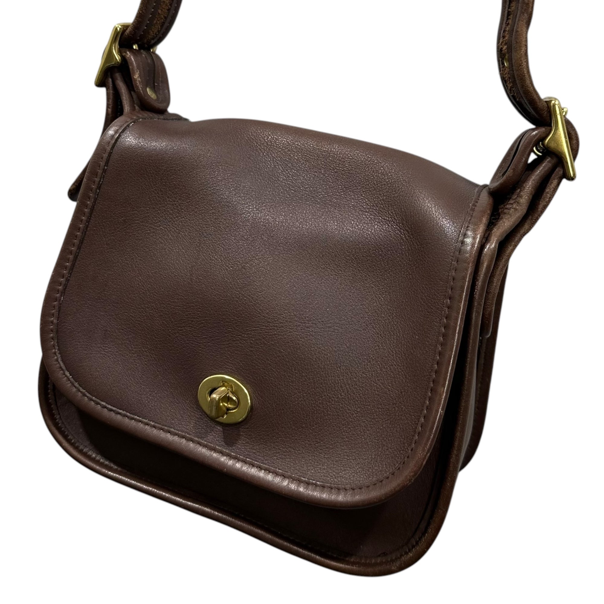 OLD COACH(オールドコーチ) Turnlock Old Leather Shoulder Pouch ターンロック オールド レザー ショルダー ポーチ ブラウン