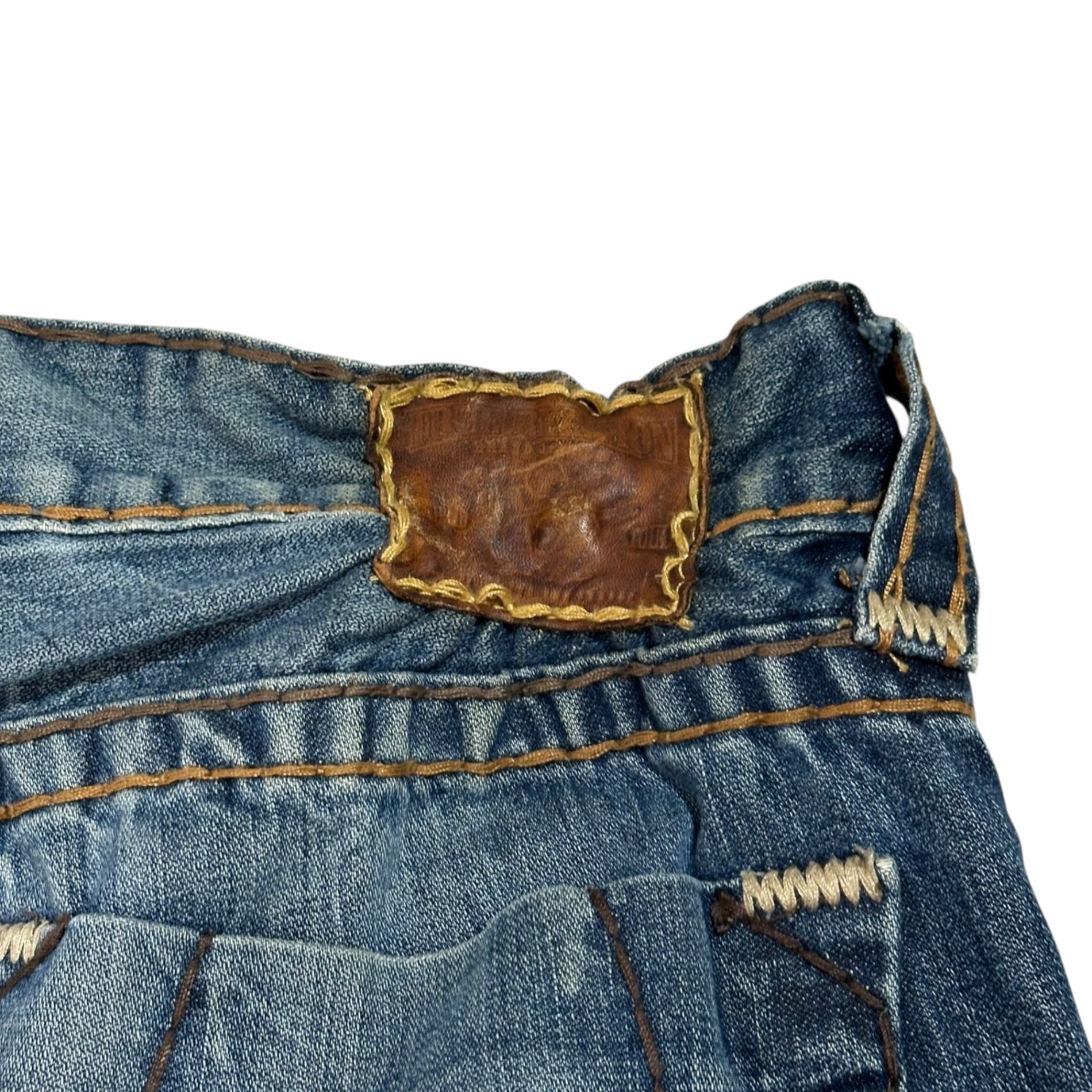 TRUE RELIGION(トゥルーレリジョン) 00's Vintage Straight Denim Pants ヴィンテージ加工 ストレート デニム パンツ 34 インディゴ Y2K