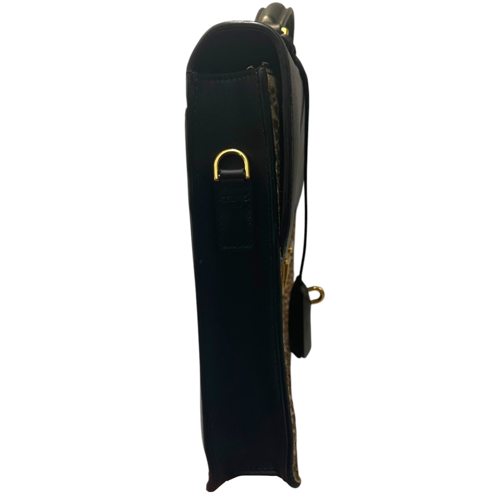 CELINE(セリーヌ) 2019SS By Hedi Slimane Cartable Leopard Briefcase エディ期 カータブル スモール ブリーフケース - レオパード F-MP-2199 ブラック×ブラウン ハンド バッグ ビジネス ハラコ