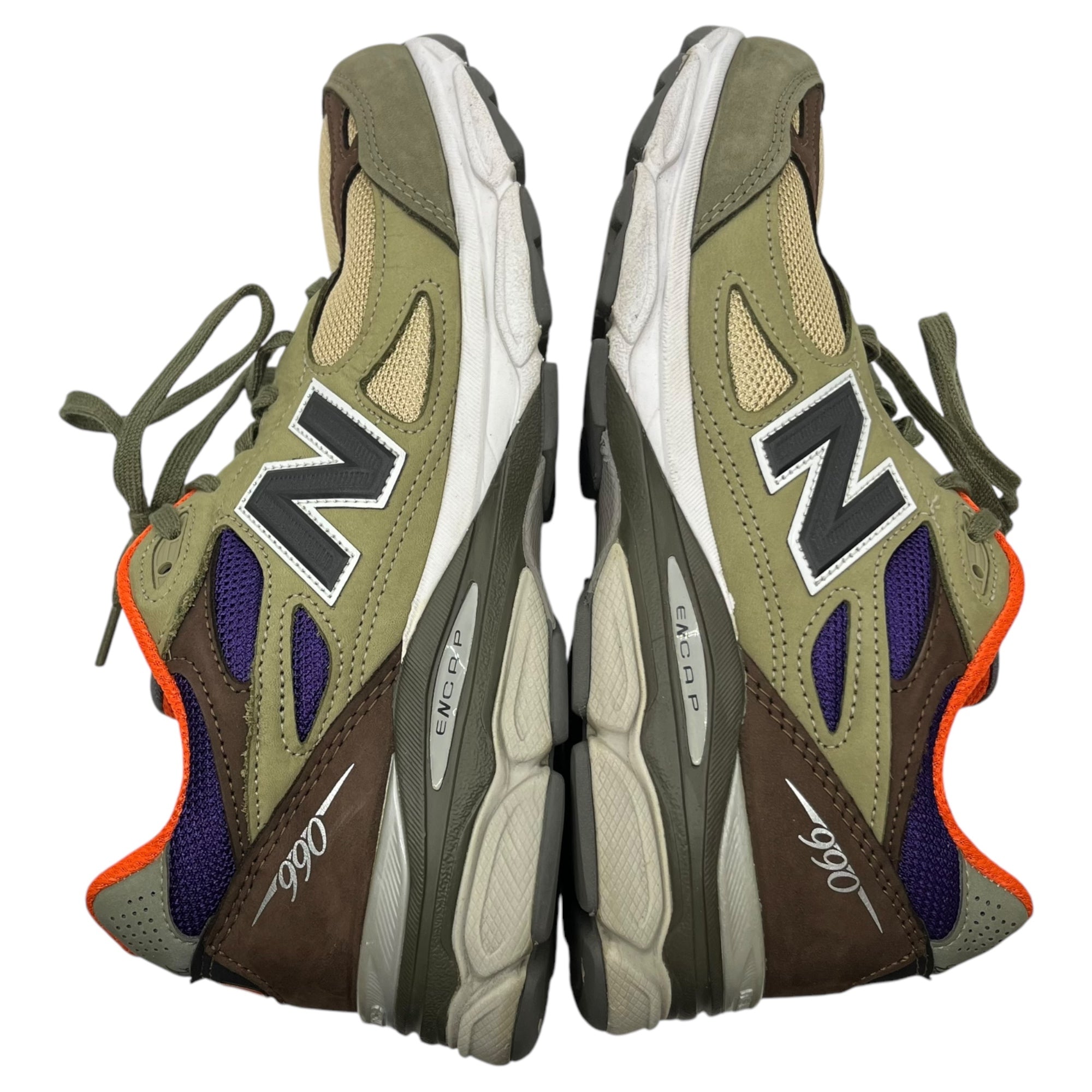 NEW BALANCE(ニューバランス) 990V3 low cut sneakers ローカット スニーカー ランニングシューズ M990BT3 27.0cm カーキ×オレンジ 箱付
