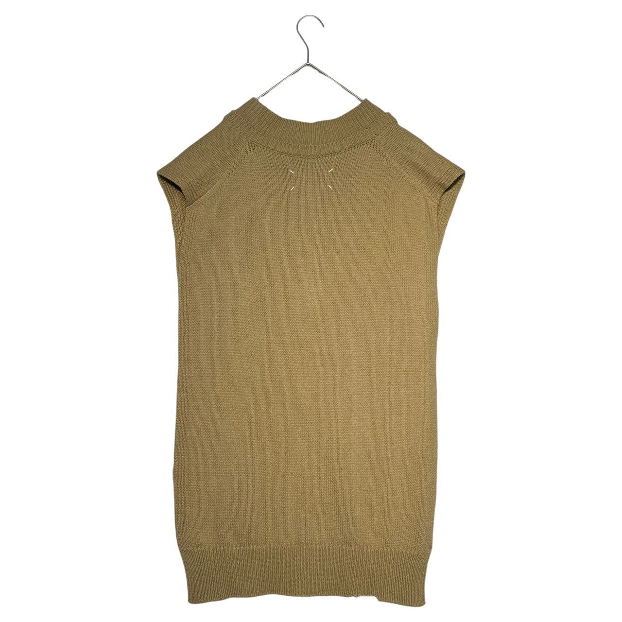 MAISON MARGIELA(メゾンマルジェラ) Mid-gauge Shetland wool linen cotton knit vest ミドルゲージ シェットランド ウール リネン コットン ニット ベスト SI1TH0001 S18064 M ブラウン ユニセックス ウールリネンタバード サイドスリット