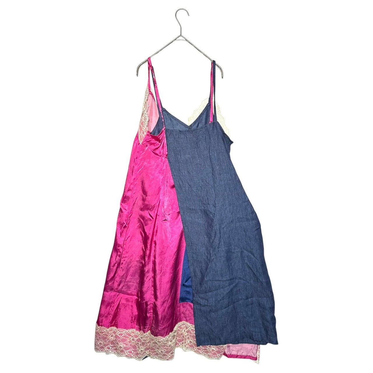 COMME des GARCONS JUNYA WATANABE(コムデギャルソンジュンヤワタナベ) 19SS Floral pattern layered denim camisole dress 花柄 レイヤード デニム キャミソール ワンピース JC-O053 S ネイビー×ピンク×インディゴ AD2018