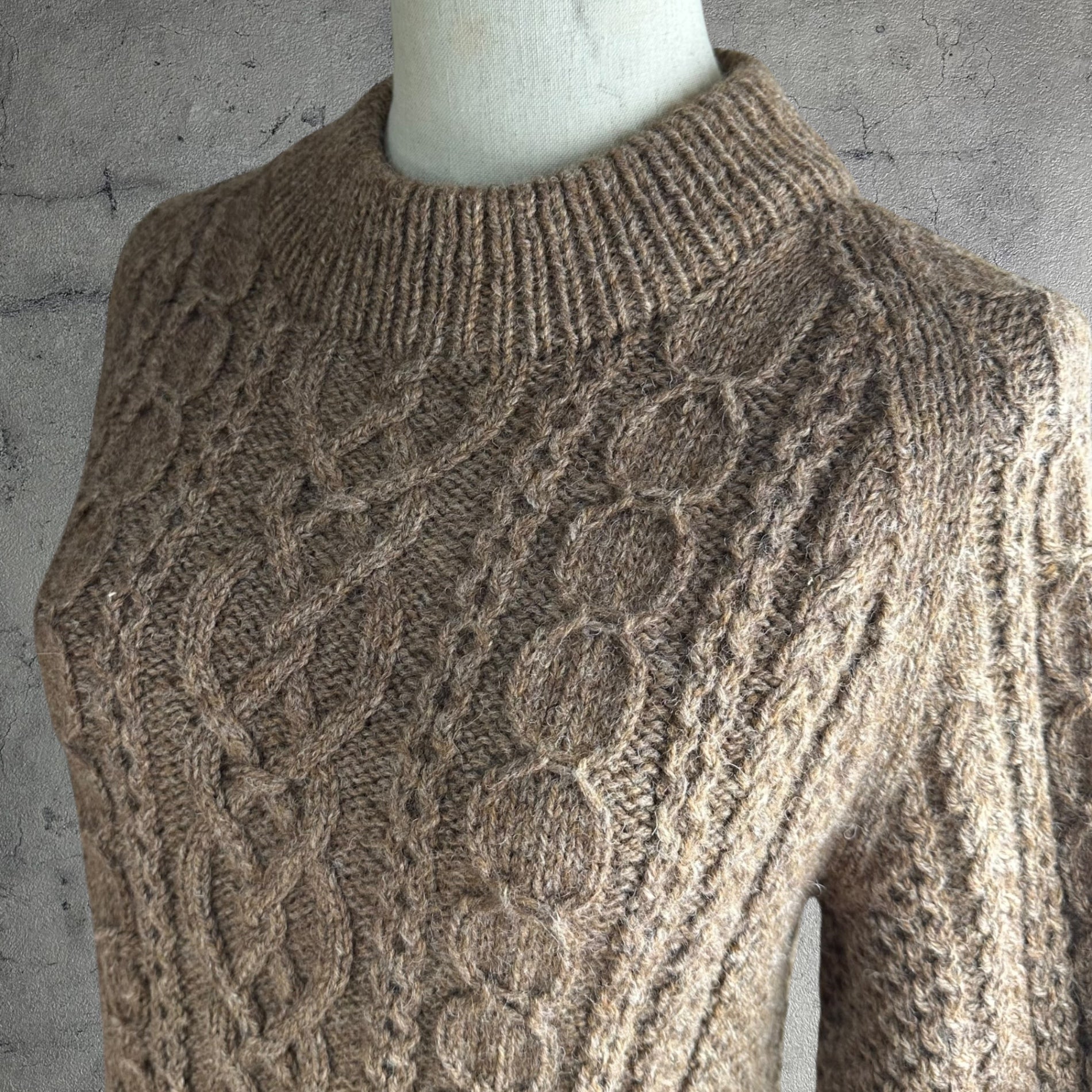 VINTAGE(ヴィンテージ) 90's~ cable knit ケーブル編みニット Mサイズ程度 ブラウン