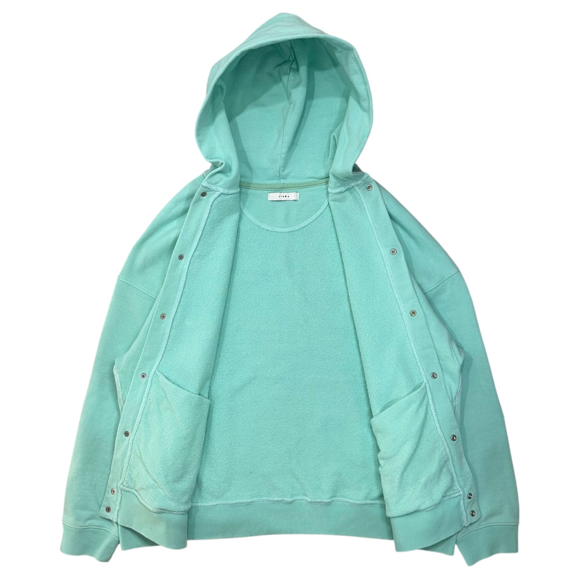 Jieda(ジエダ) PIGMENT SNAP BUTTON HOODIE ピグメント スナップボタン フーディ パーカー Jie-SRN-CT01 2(M程度) ミントグリーン