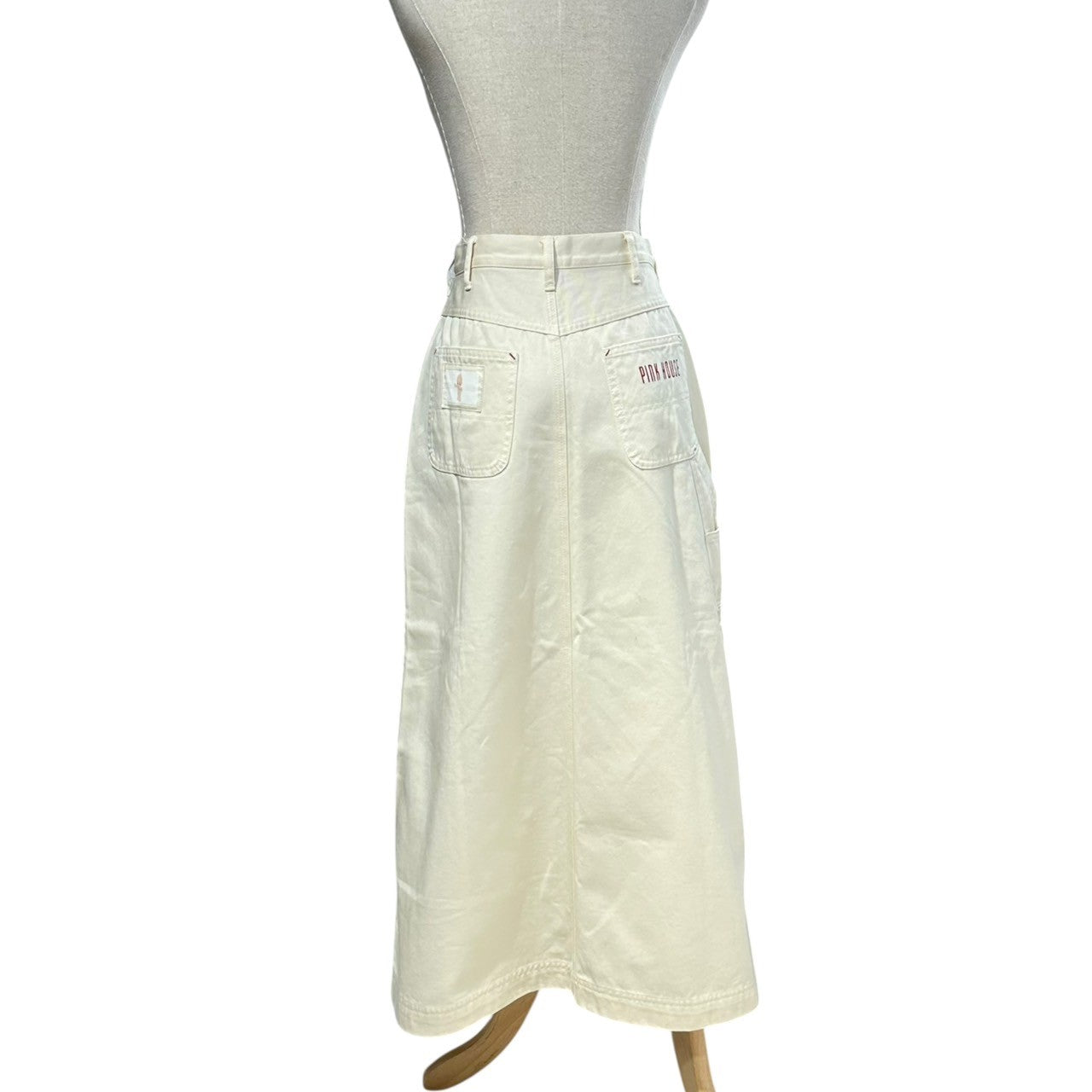 PINK HOUSE(ピンクハウス) 00's Kewpie Patchwork Cargo Pocket Long Skirt キューピー パッチワーク カーゴポケット ロング スカート 表記無(S程度) ホワイト ワッペン マキシ