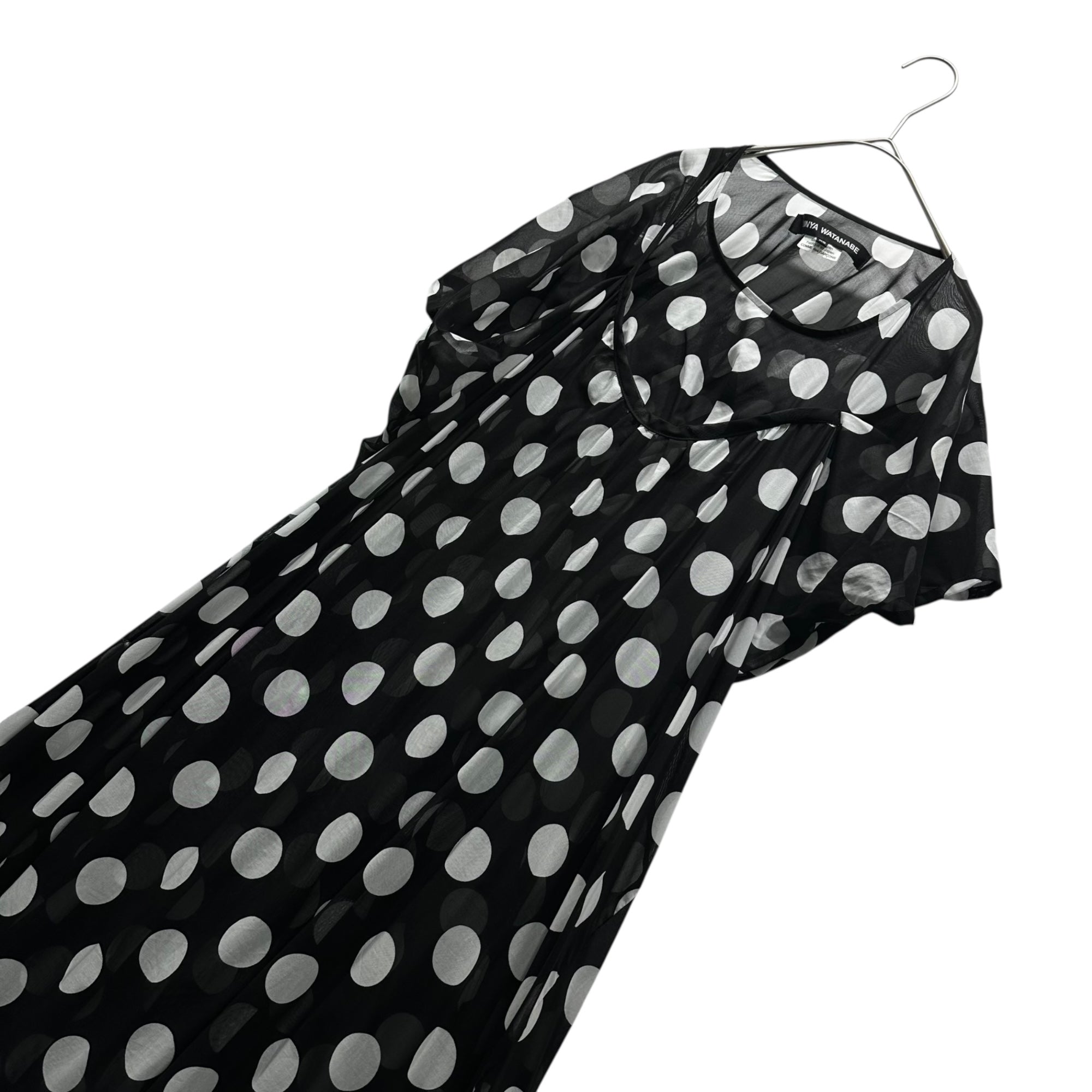 JUNYA WATANABE COMME des GARCONS(ジュンヤワタナベコムデギャルソン) 22SS Hem Chain Dot Sheer Layered Sleeveless Dress 裾チェーン ドット シアー レイヤード ノースリーブ ワンピース JI-O044 XS ブラック×ホワイト