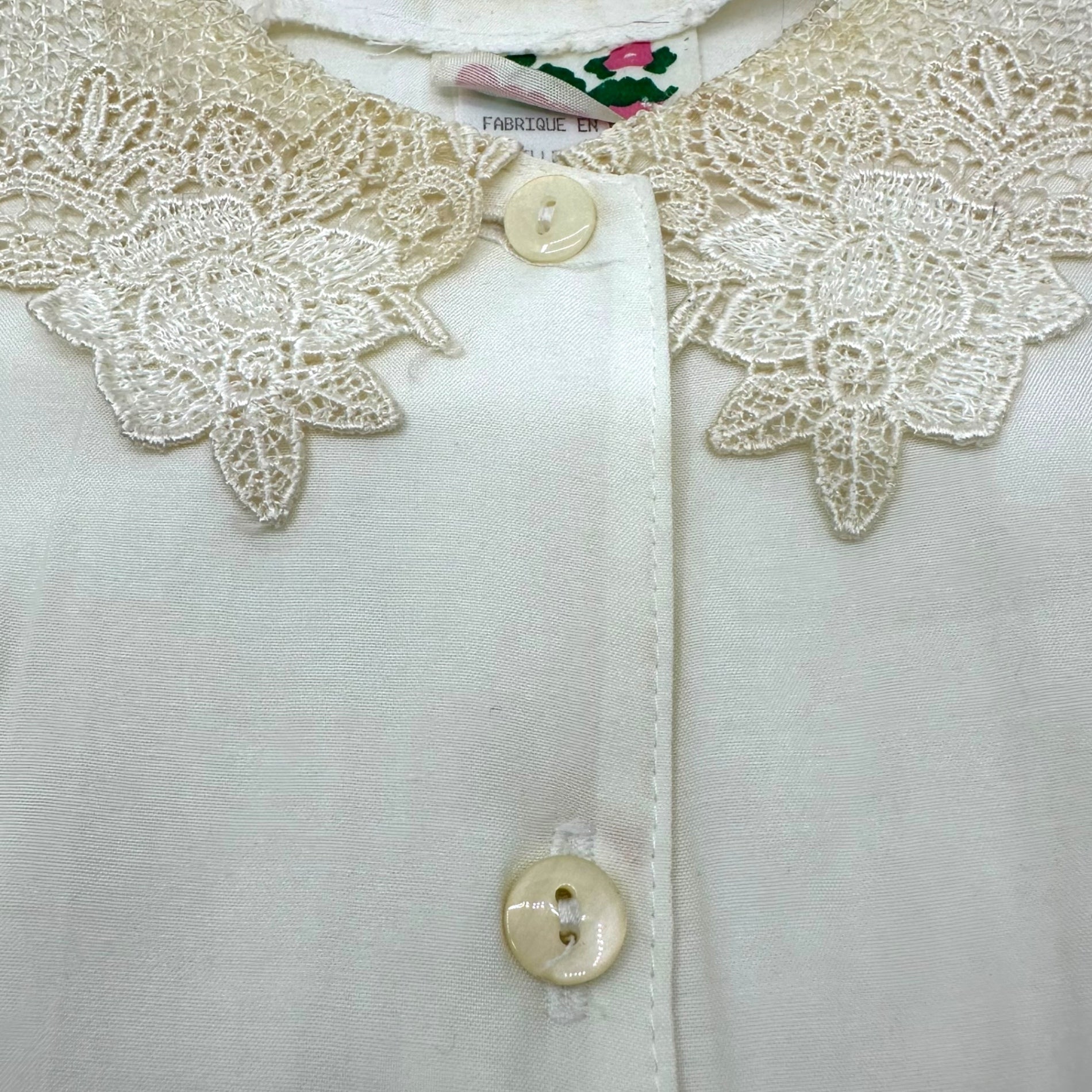 Euro vintage(ヨーロッパヴィンテージ) 50's~ beige_round collar with lace  short sleeve blouse レース襟の半袖ブラウス 2(M～L程度) ベージュ