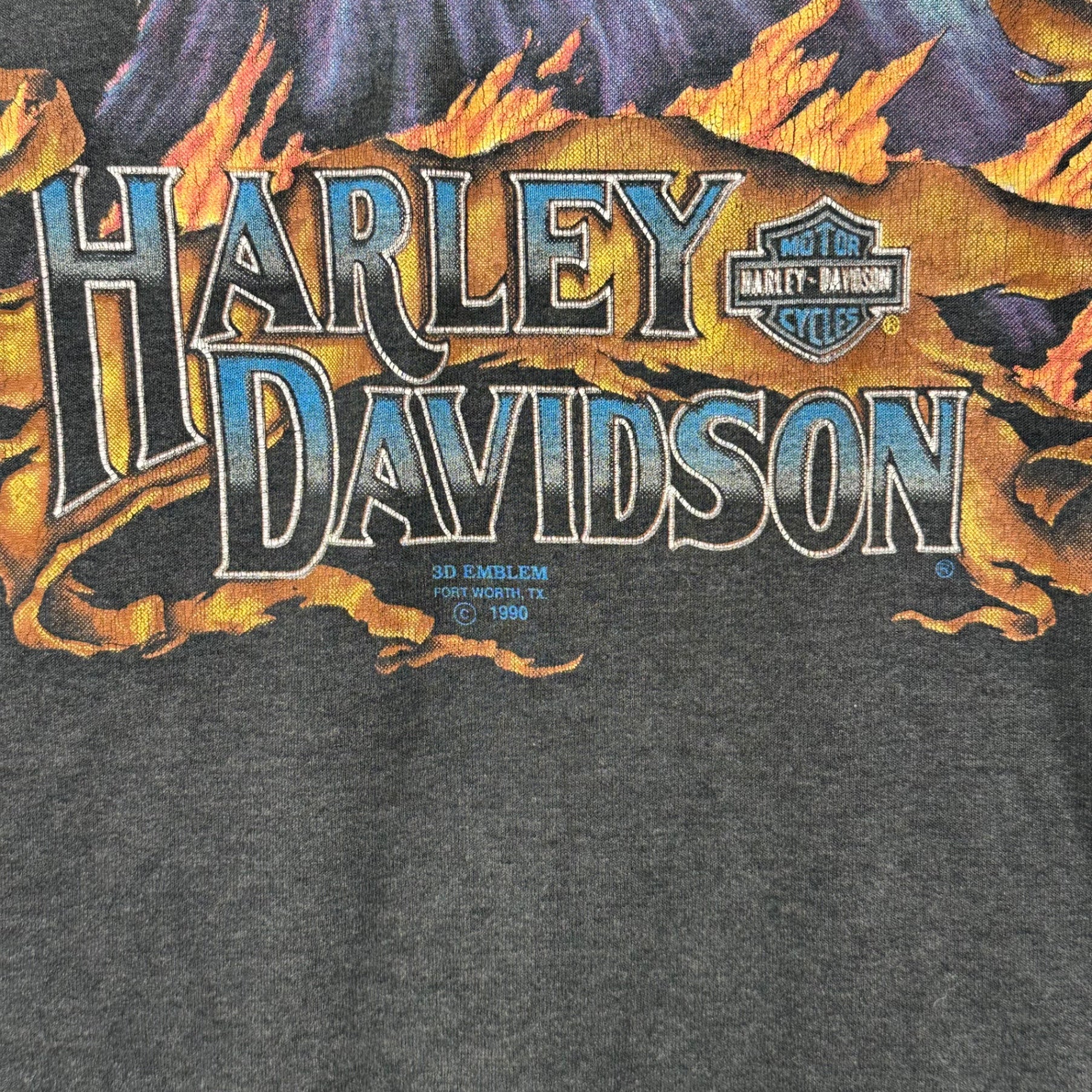HARLEY DAVIDSON(ハーレーダビッドソン) 1990 © 3D EMBLEM TEE 鷹 稲妻