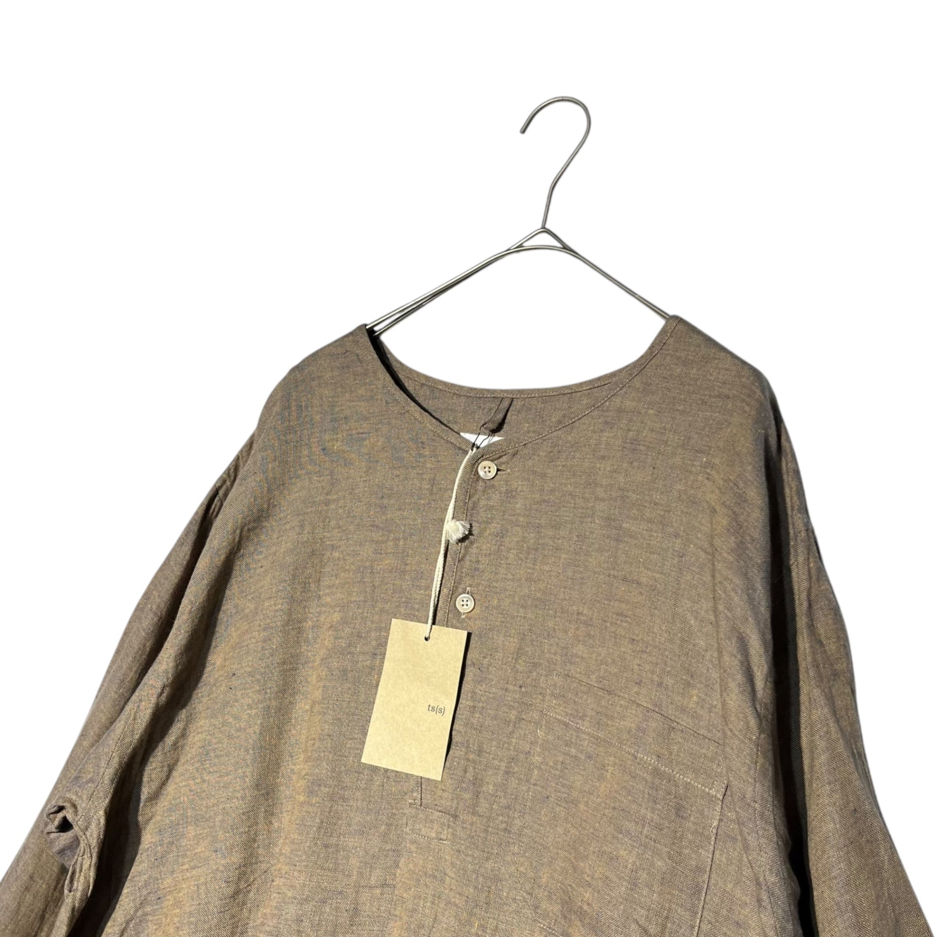 ts(s)(ティーエスエス) 22SS Henley neck kaftan shirt ヘンリー ネック カフタン シャツ TT46ES02 2 ベージュ プルオーバー リネン ロング サイドスリット