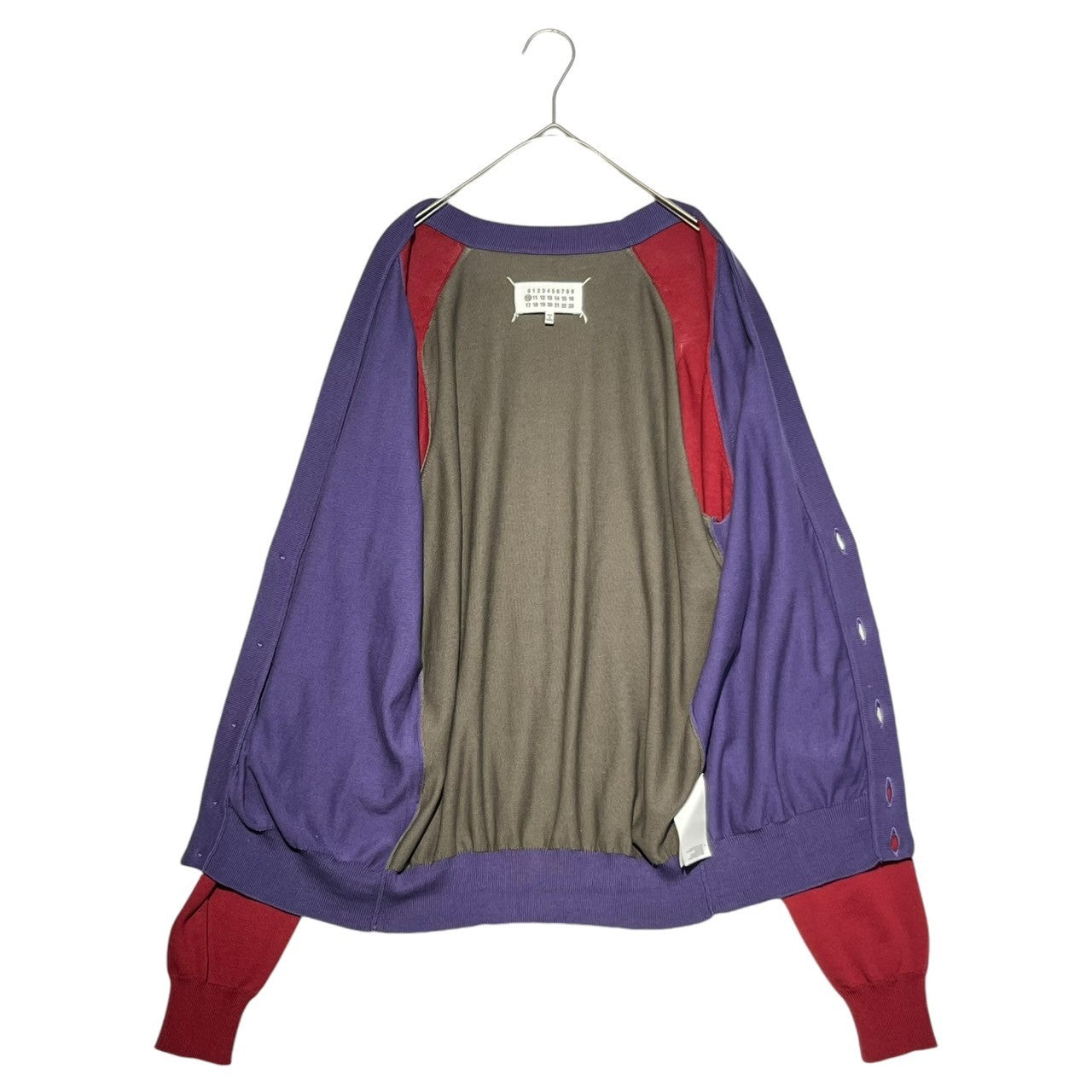 Maison Martin Margiela(メゾン マルタンマルジェラ) 15SS Multicolor V-neck cardigan マルチカラー Vネック カーディガン S50HA0576 S パープル×レッド×ブラウン ニット