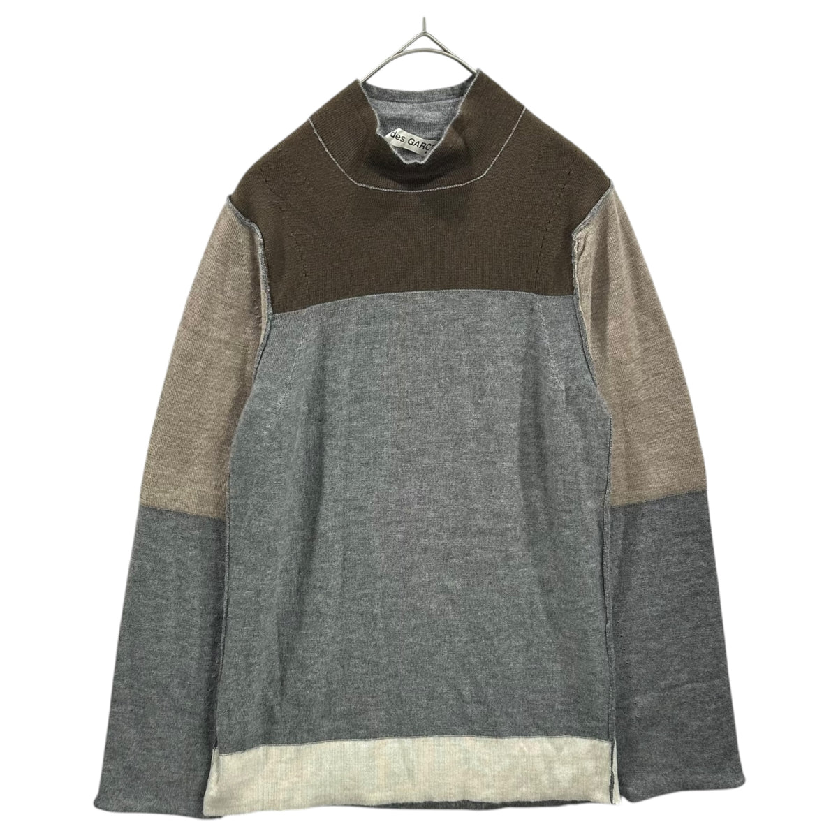 COMME des GARCONS(コムデギャルソン) 1998AW Inside-Out Cashmere Bottleneck Sweater インサイドアウト カシミア ボトルネック ニット GN-040330 FREE カーキ×グレー AD1998 カシミヤ 90s