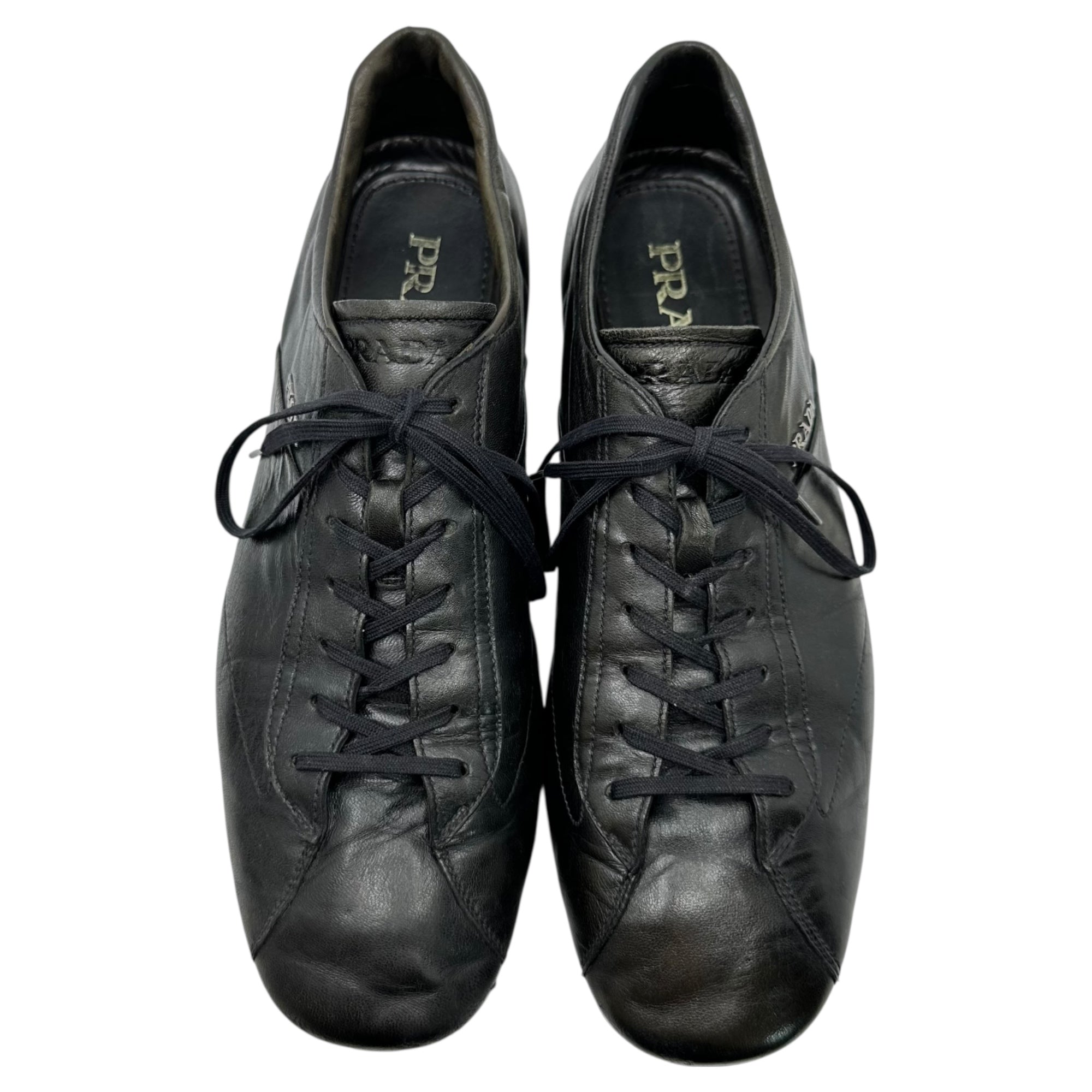 PRADA(プラダ) All-leather sneakers レザー スニーカー 7 1/2(26.5cm程度) ブラック ローカット Y2K