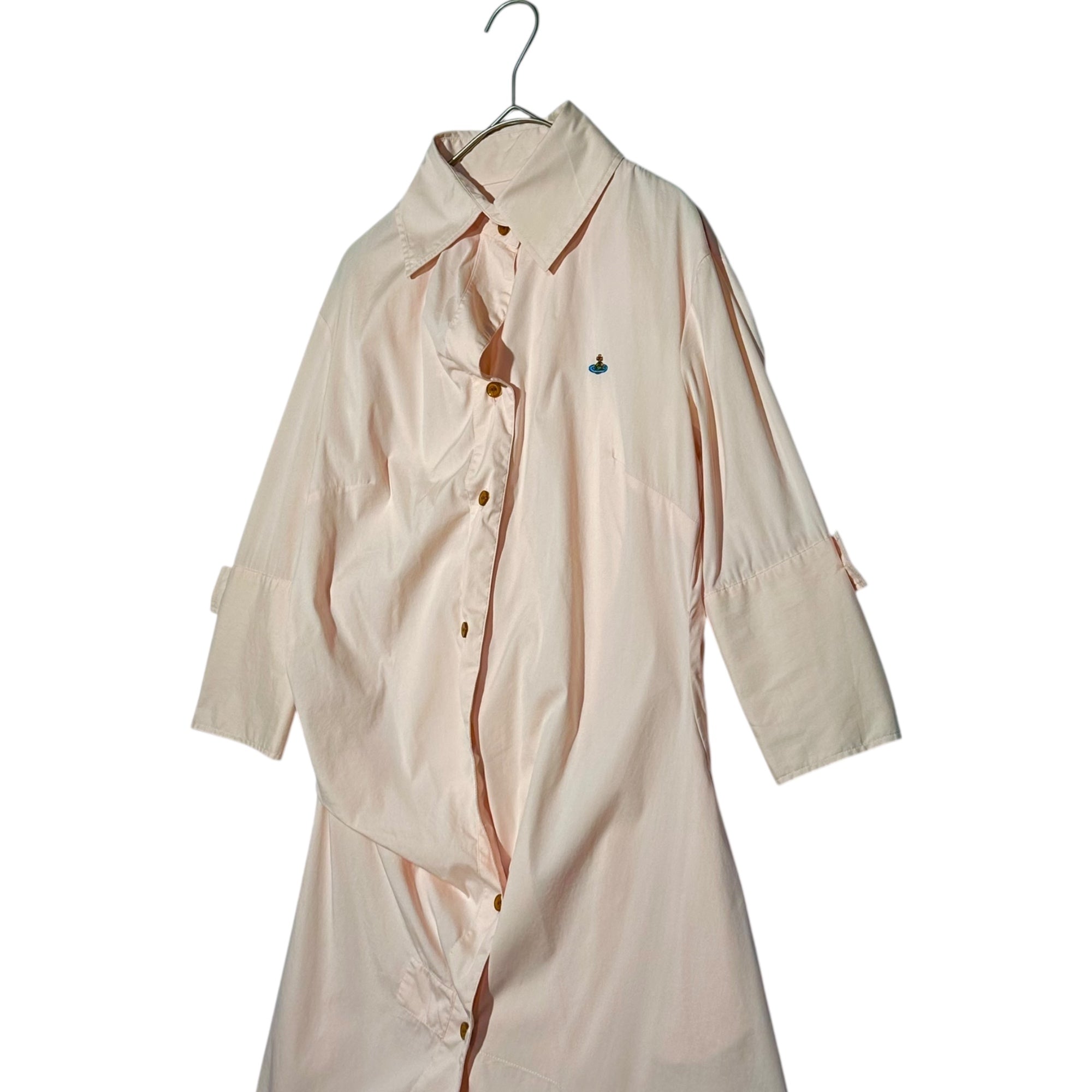 Vivienne Westwood RED LABEL(ヴィヴィアンウエストウッドレッドレーベル) Orb Logo Distorted Mini-Length Shirt Dress オーブ ロゴ 変形 ミニ丈 シャツ ワンピース 356-01-88021 M ピンク チュニック