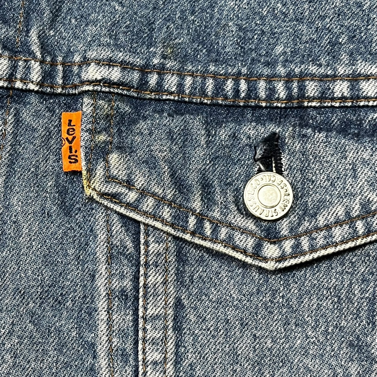 Levi's(リーバイス) 80's 3rd デニムジャケット トラッカージャケット ヴィンテージ 70649-0217 Ｌ ライトインディゴ  ケミカルウォッシュ　オレンジタブ