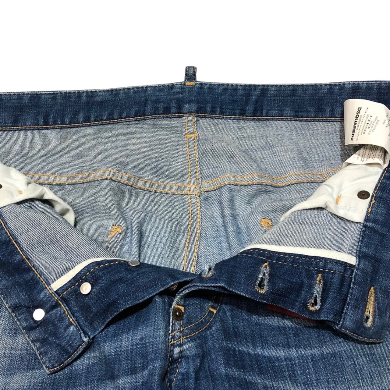 DSQUARED2(ディースクエアード) FADED BLUE WASH SKATER ジーンズ ペンキ デニム パンツ ダメージ加工 ロゴ S71LB0593 50(XL程度) インディゴ