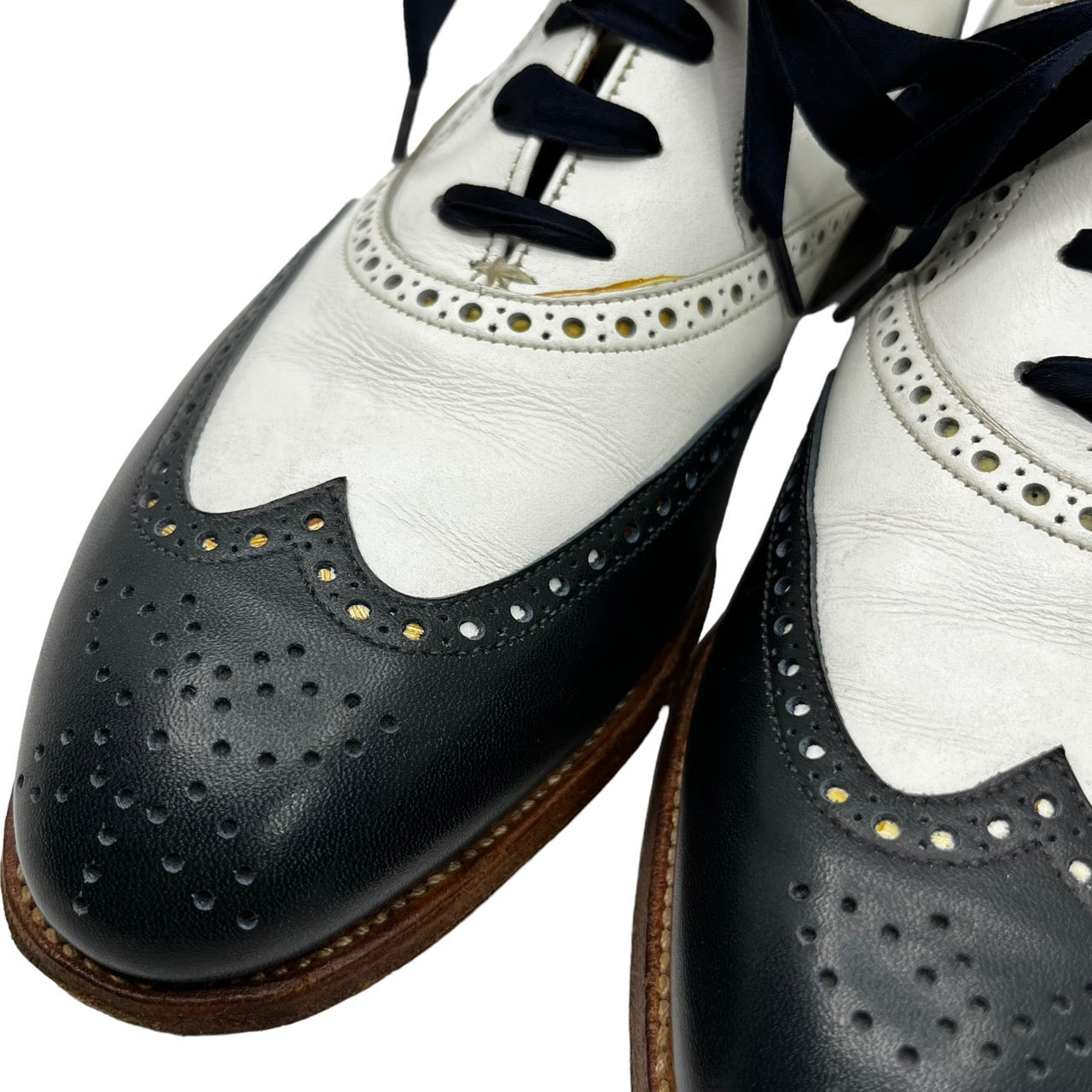 CROCKETT&JONES(クロケット&ジョーンズ) 「JENNY」 bicolor leather shoes バイカラー レザーシューズ 本革 4618・8033・07 SIZE 5C(23.5～24.0cm程度) ホワイト×ネイビー 613LAST 箱付
