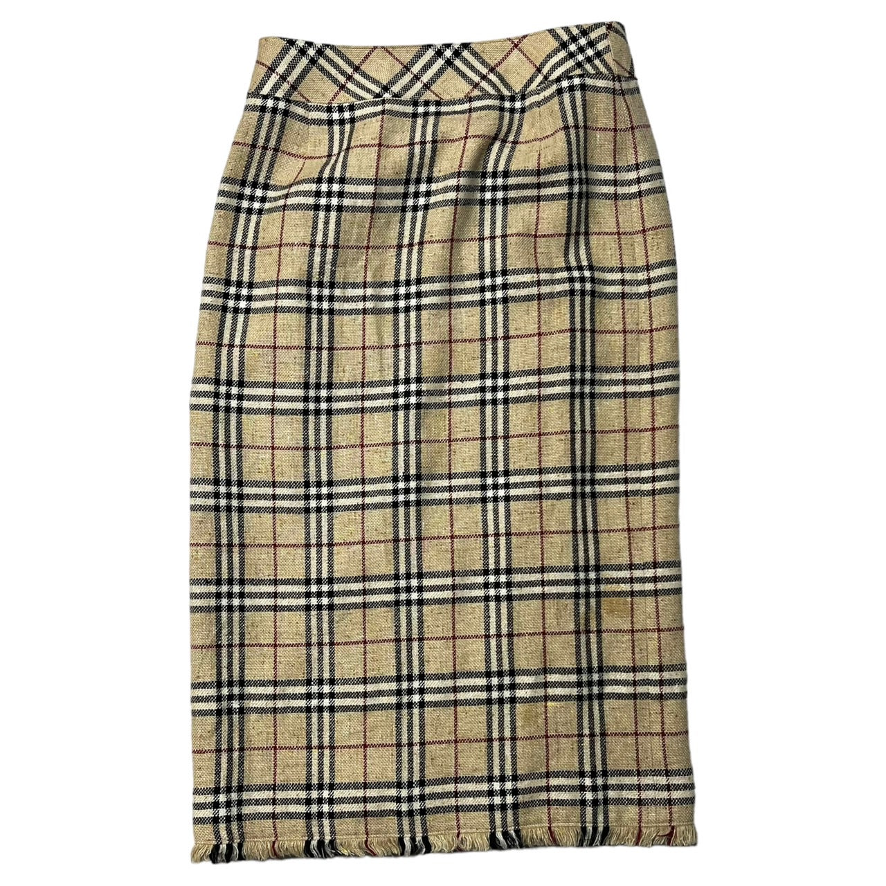 BURBERRY LONDON(バーバリーロンドン) ノヴァチェック ラップ スカート リネン シルク ウール リングスカート 巻きスカート  FXA21-015 40(L程度) ベージュ