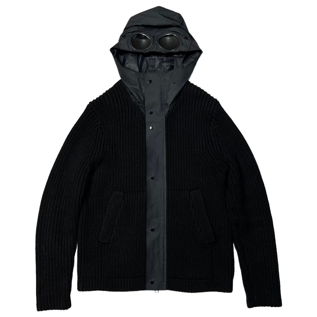 C.P.COMPANY(シーピーカンパニー) goggle knit jacket ゴーグル ニット 切替 ジャケット マウンテンパーカー 03CMKN067A 46(M程度) ブラック
