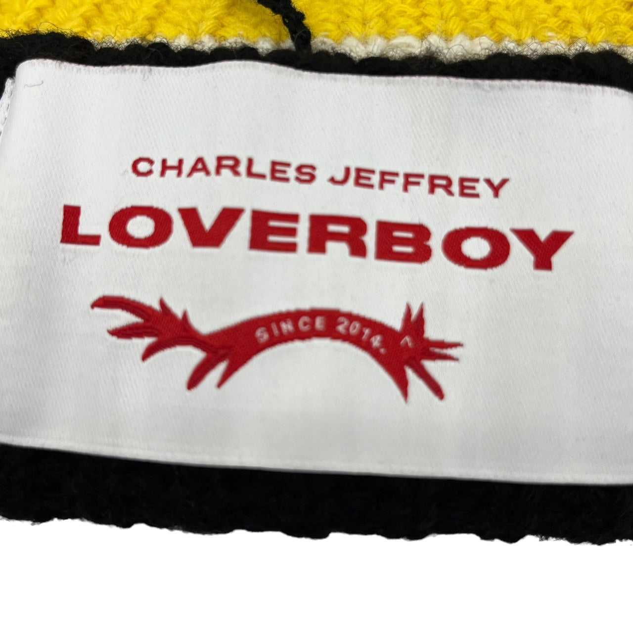 Charles Jeffrey LOVERBOY(チャールズ・ジェフリー・ラバーボーイ) 猫耳 ボーダー ニット帽 ビーニー  オレンジ×イエロー×ブラック