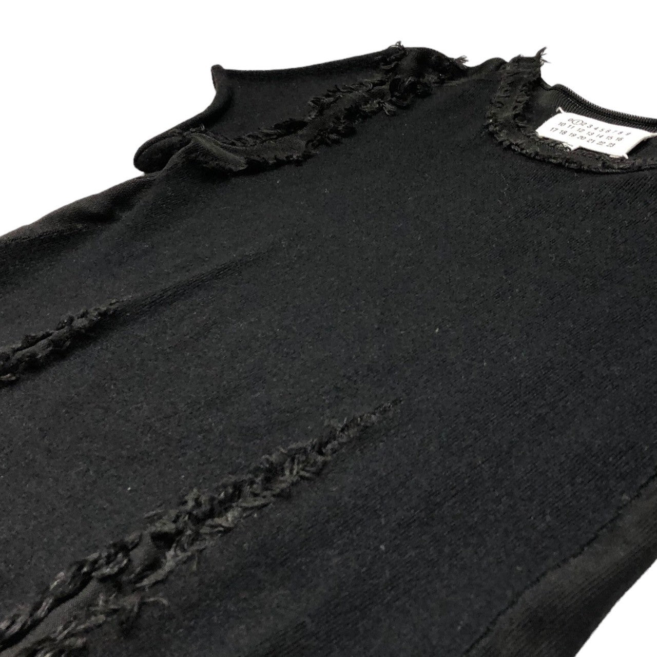 MAISON MARGIELA(メゾンマルジェラ) 16AW french sleeve knit dress フレンチスリーブ フリンジ ニット  ワンピース ドレス 切替 S51CT0743 L ブラック