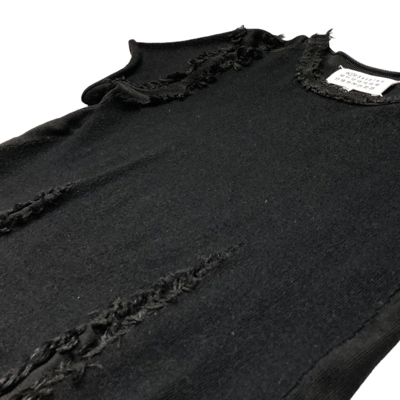 MAISON MARGIELA(メゾンマルジェラ) 16AW french sleeve knit dress フレンチスリーブ フリンジ ニット ワンピース ドレス 切替 S51CT0743 L ブラック