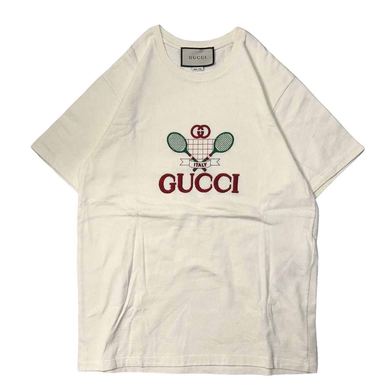 GUCCI(グッチ) 20SS Club Multi Tee テニス 刺繍 ロゴ 半袖 Tシャツ 548334-XJBLE XS アイボリー