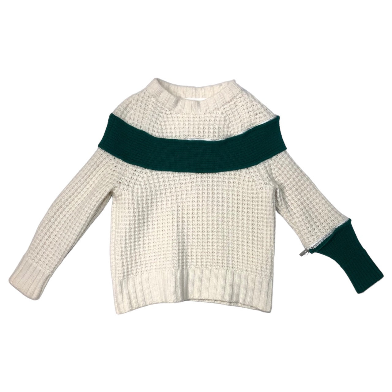 sacai(サカイ) 19AW zip attachment knit ジップ アタッチメント ニット プルオーバー 19-04591 SIZE  1(S) アイボリー×グリーン