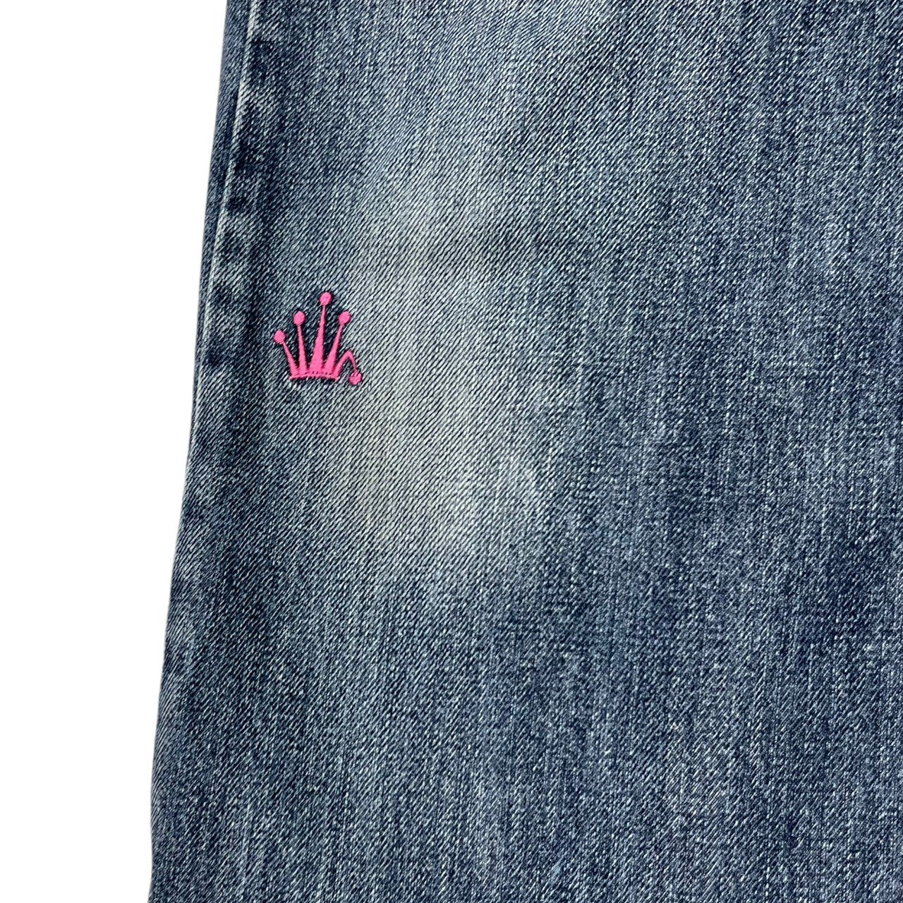 STUSSY(ステューシー) 00's logo embroidery denim ロゴ 刺繍 デニム パンツ ジーンズ ドクロ  107SF W30 インディゴ ROUGH ＆ RUGGED Y2K