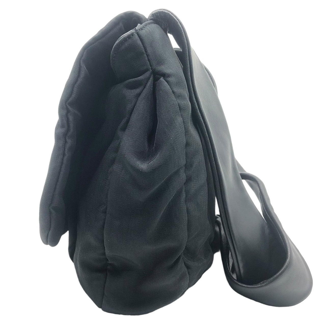 LOEWE(ロエベ) 00's leather strap nylon shoulder  bag/レザーストラップナイロンショルダーバッグ/ヴィンテージ ブラック