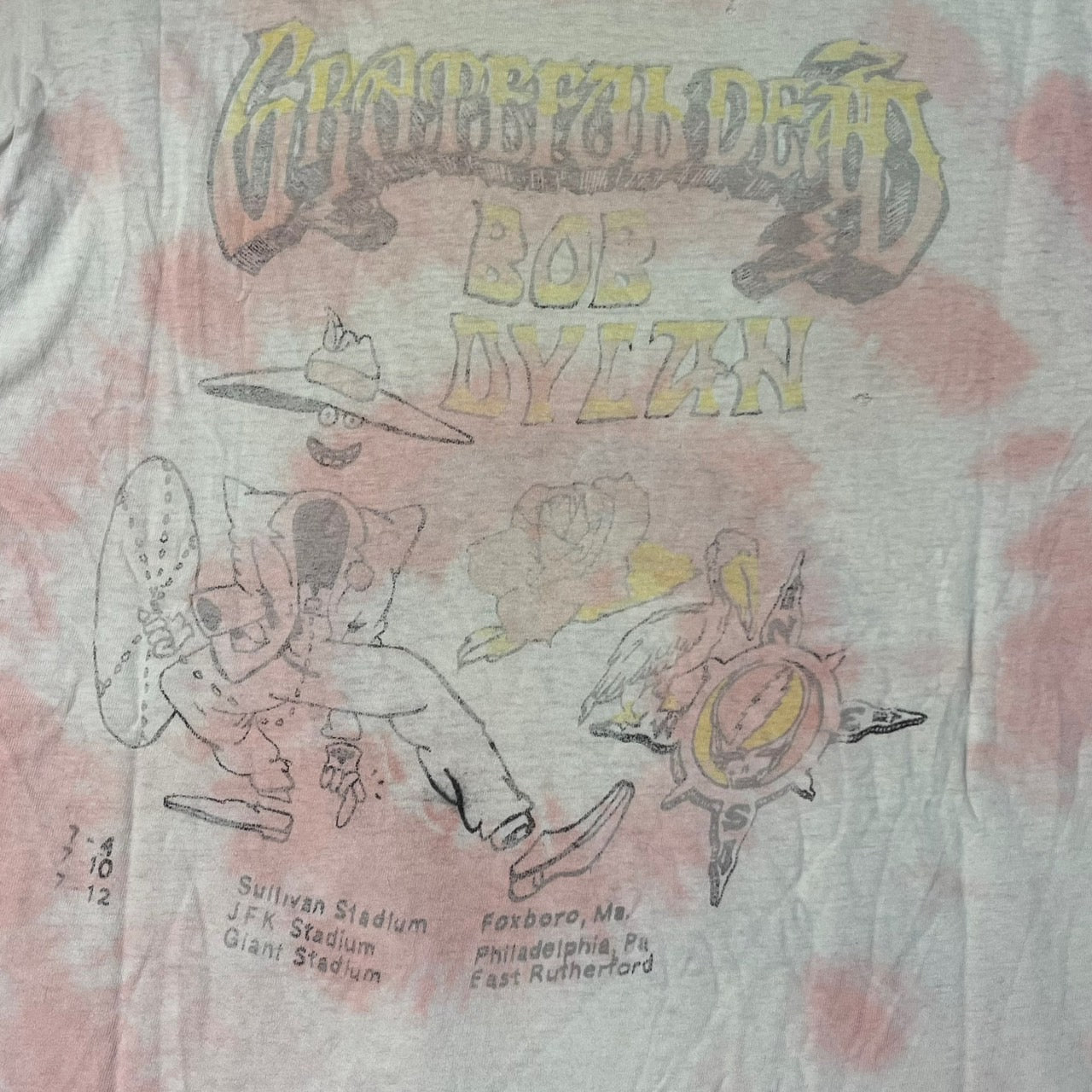 VINTAGE(ヴィンテージ) 90's "BOB DYLAN GRATEFUL DEAD" band Tee/バンドTシャツ 表記なし(Mサイズ程度) ホワイト×ピンク/タイダイ ボブ・ディラン & ザ・グレイトフル・デッド