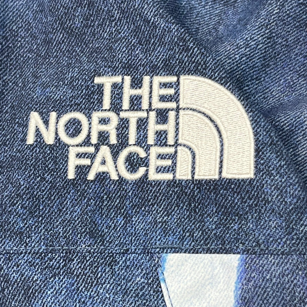 SUPREME×THE NORTH FACE(シュプリーム×ザノースフェイス) 21AW Bleached Denim Print Mountain Jacket ブリーチド デニム マウンテン ジャケット マウンテンパーカー NP52100I XL スカイブルー