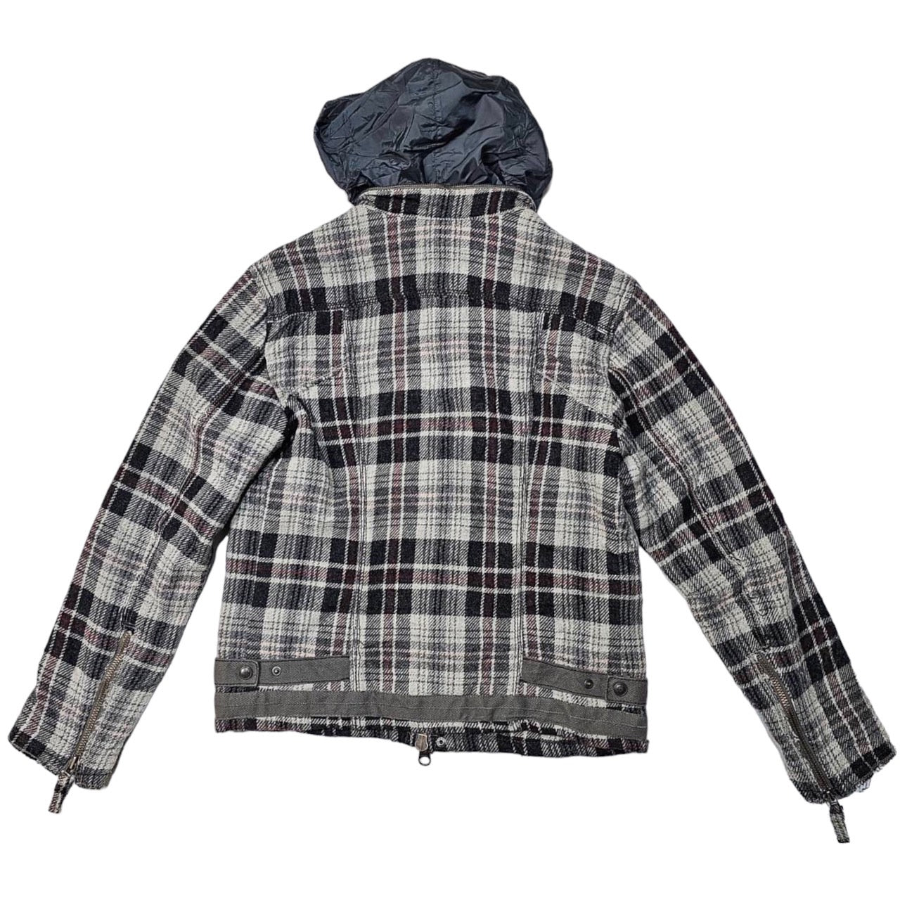 MARITHE FRANCOIS GIRBAUD(マリテフランソワジルボー) 00s Zip design wool check blouson  SIZE L グレー×レッド