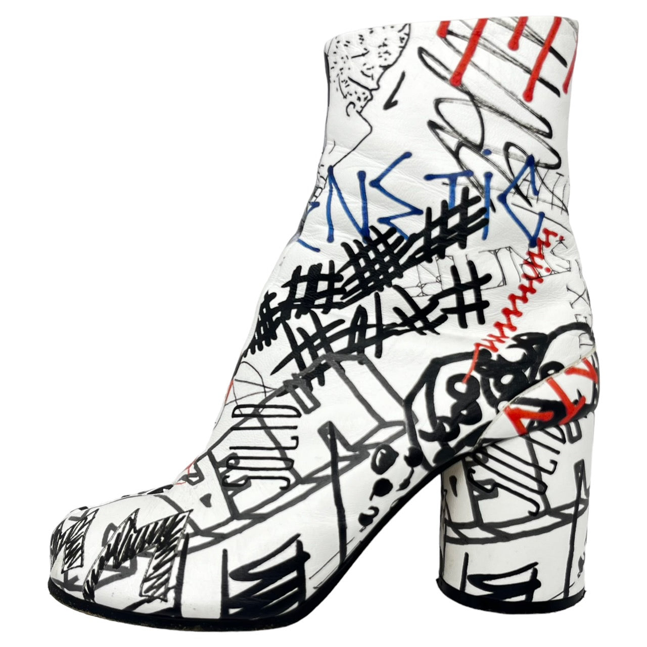 MAISON MARGIELA(メゾンマルジェラ) Graffiti Tabi boots/落書き足袋ブーツ/グラフィック S58WU0260 SIZE 36(23.0cm) ホワイト×マルチカラー