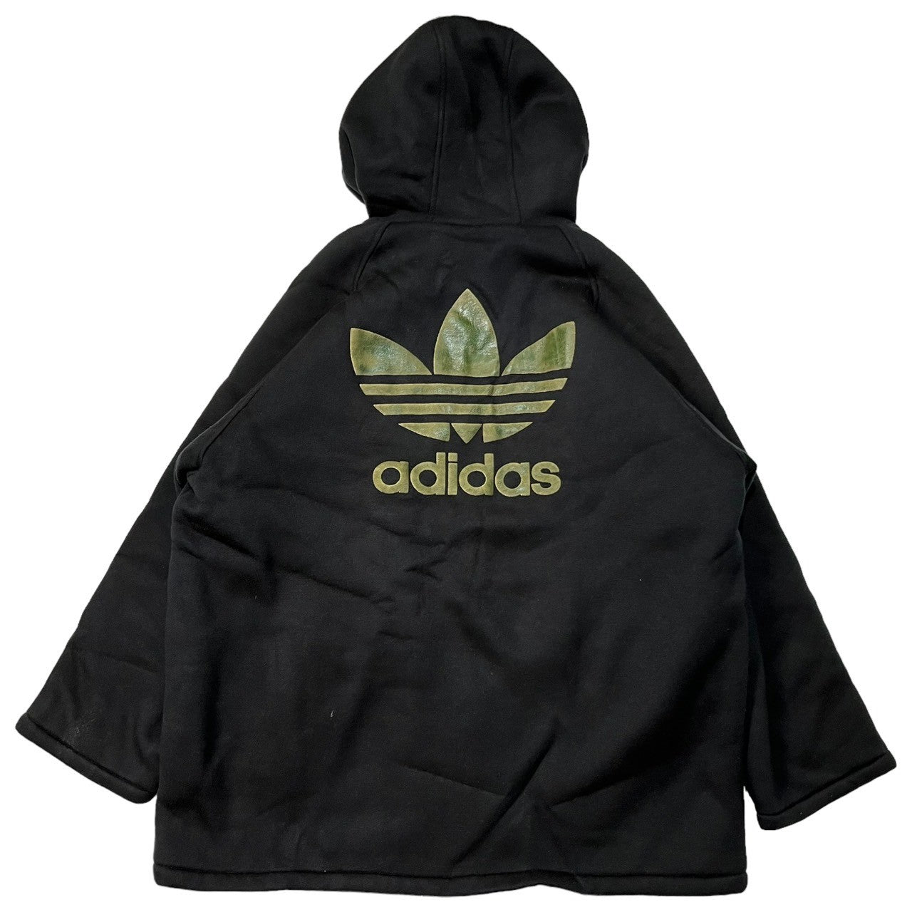 adidas(アディダス) 80's ~ 90's Logo oversized boa hoodie ロゴ刺繍 裏ボア オーバーサイズ ジップ  パーカー ASC-5102 160(メンズXL程度) ブラック 80年代 ～ 90年代 デサント製