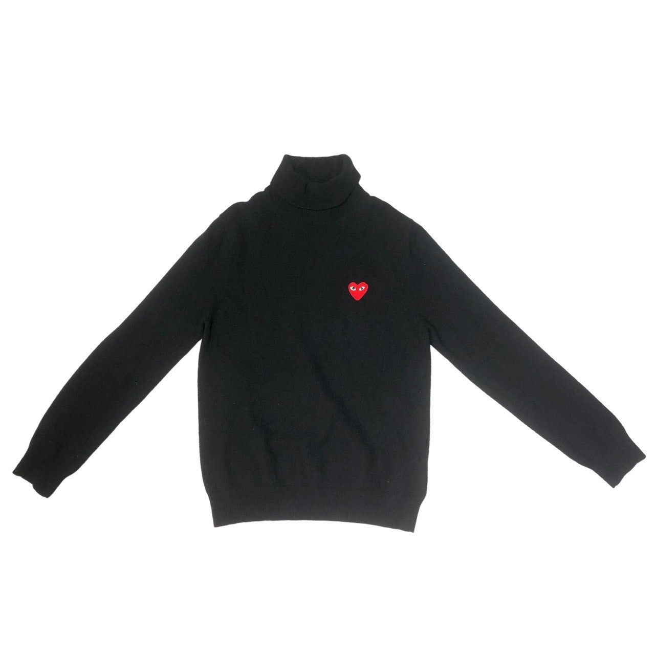 PLAY COMME des GARCONS(プレイコムデギャルソン) 03AW heart logo turtleneck knit  pullover ハートロゴ タートルネック ニット プルオーバー AZ-N004 SIZE M ブラック AD2003