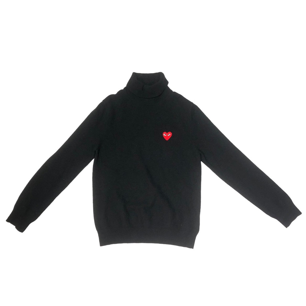 PLAY COMME des GARCONS(プレイコムデギャルソン) 03AW heart logo turtleneck knit pullover ハートロゴ タートルネック ニット プルオーバー AZ-N004 SIZE M ブラック AD2003