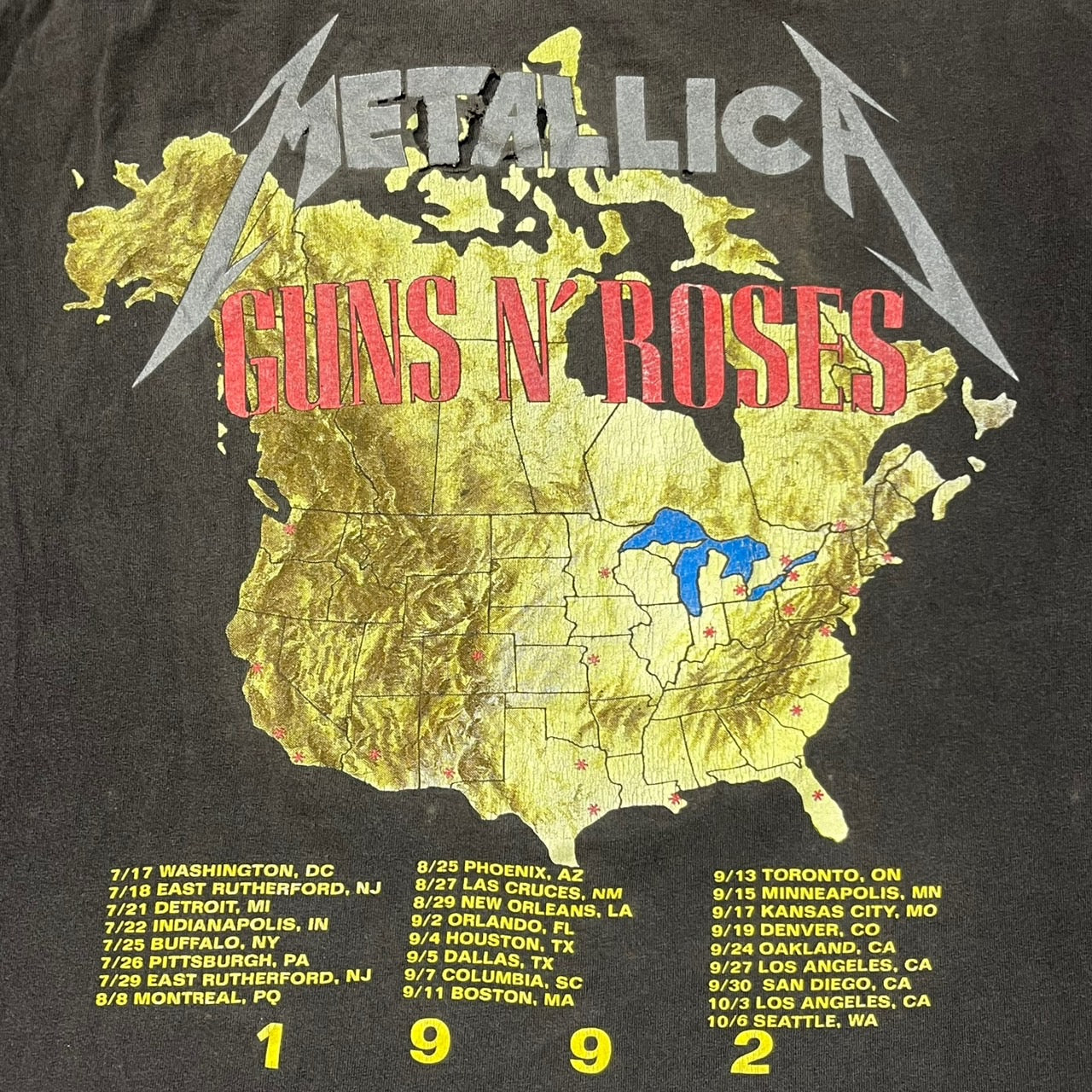 BROCKUM(ブロッカム) 1992's"METALLICA/GUNS N'ROSES"Tour Tee/ヴィンテージ/バンドＴシャツ/ツアー L グレー 90’s 90s 90年代　1992年製