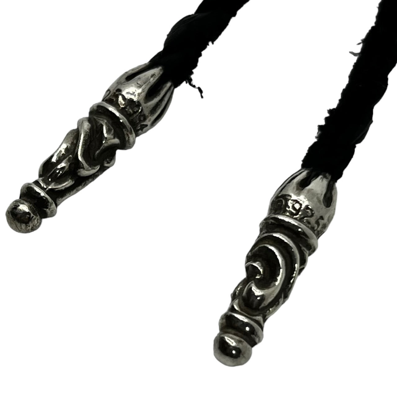 CHROME HEARTS(クロムハーツ) TINY LEATHER BRAID-W/BOLO TIPS & dagger pendant & LACESTOPPER CUSTOM タイニーレザー ダガーペンダント レースストッパー カスタム シルバー×ブラック