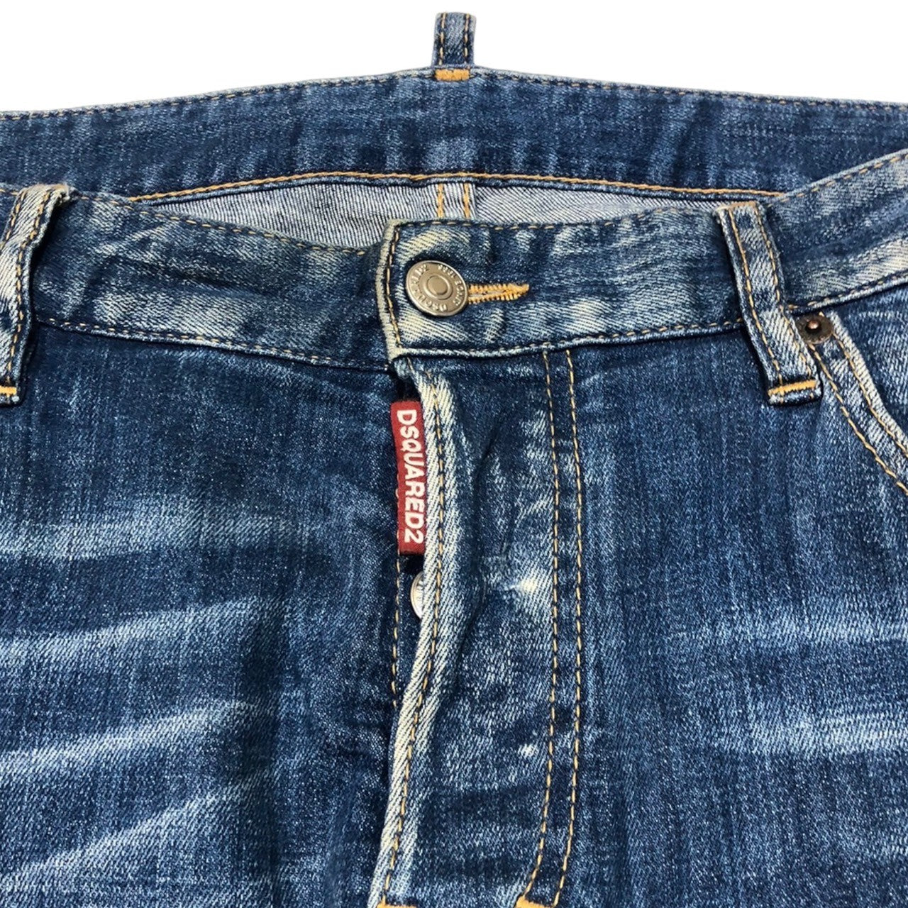 DSQUARED2(ディースクエアード) FADED BLUE WASH SKATER ジーンズ ペンキ デニム パンツ ダメージ加工 ロゴ S71LB0593 50(XL程度) インディゴ