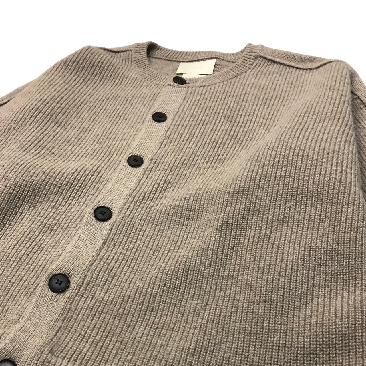 YOKE◇7G OVERSIZED HALF CARDIGAN CREW NECK//S/ウール/BRW ...