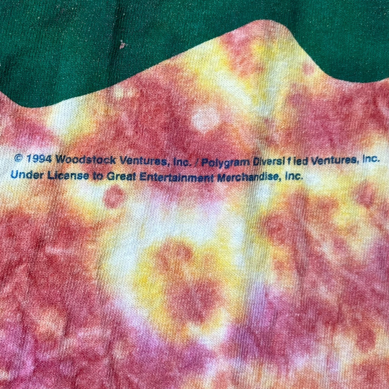 VINTAGE(ヴィンテージ) 90's Woodstock tie-dye T-shirt/ウッドストック/Tシャツ/タイダイ/バンドTシャツ SIZE L レッド×イエロー 90s 90年代　フェスティバル