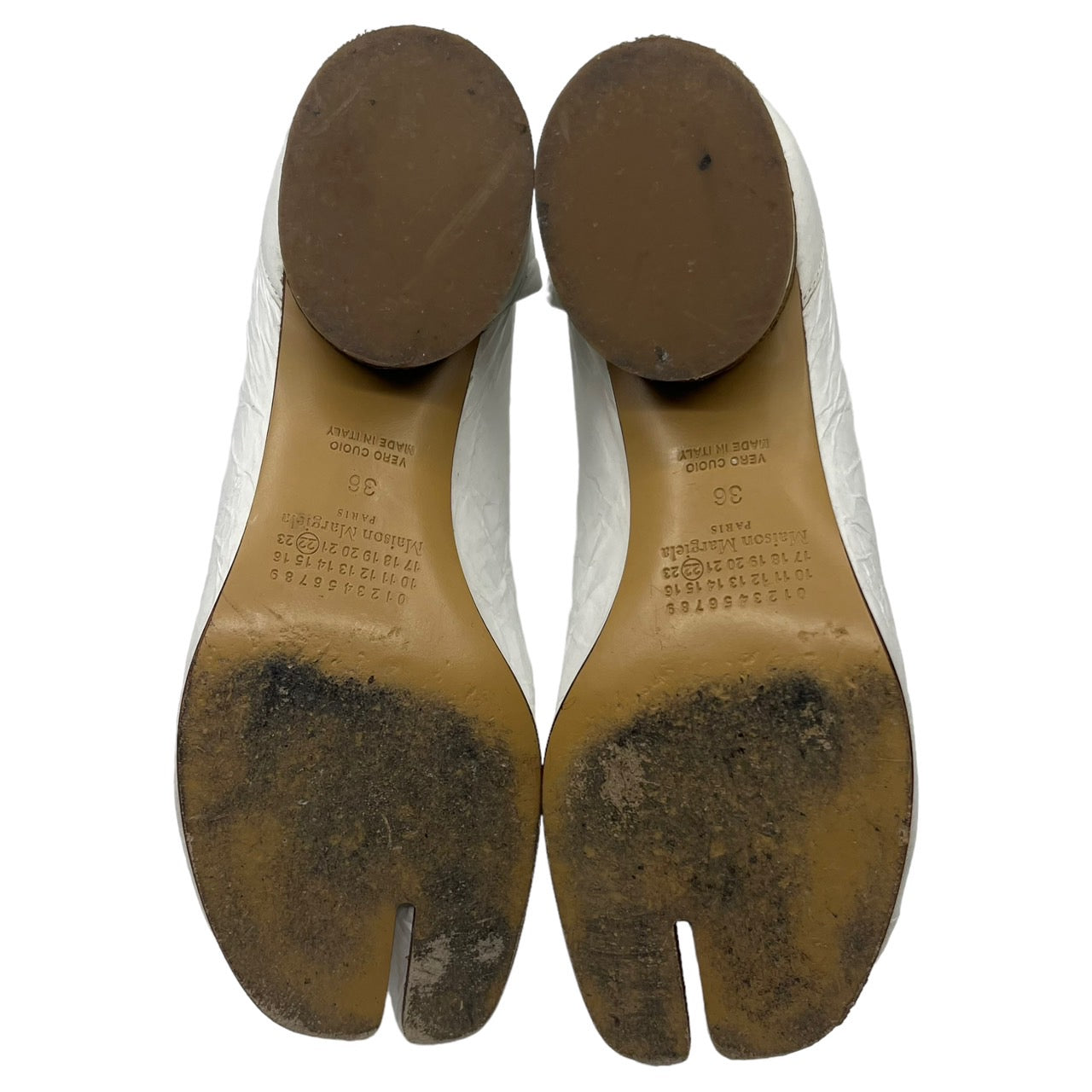 MAISON MARGIELA(メゾンマルジェラ) Wrinkle processing corrugated heels TABI  boots/シワ加工コルゲートヒール足袋ブーツ S58WU0382 SIZE 36(23.0cm) ホワイト 箱付