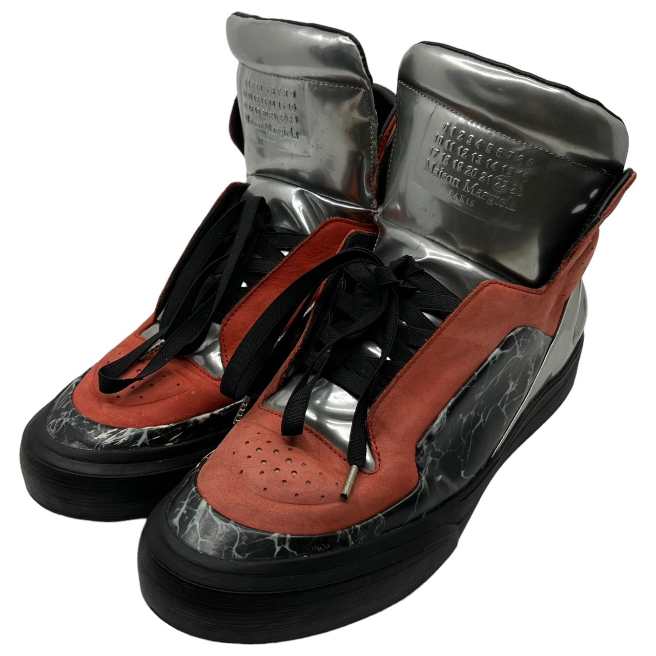 MAISON MARGIELA(メゾンマルジェラ) HIGH-TOP SNEAKER/ハイトップスニーカー SIZE 42(27.0) レッド×シルバー