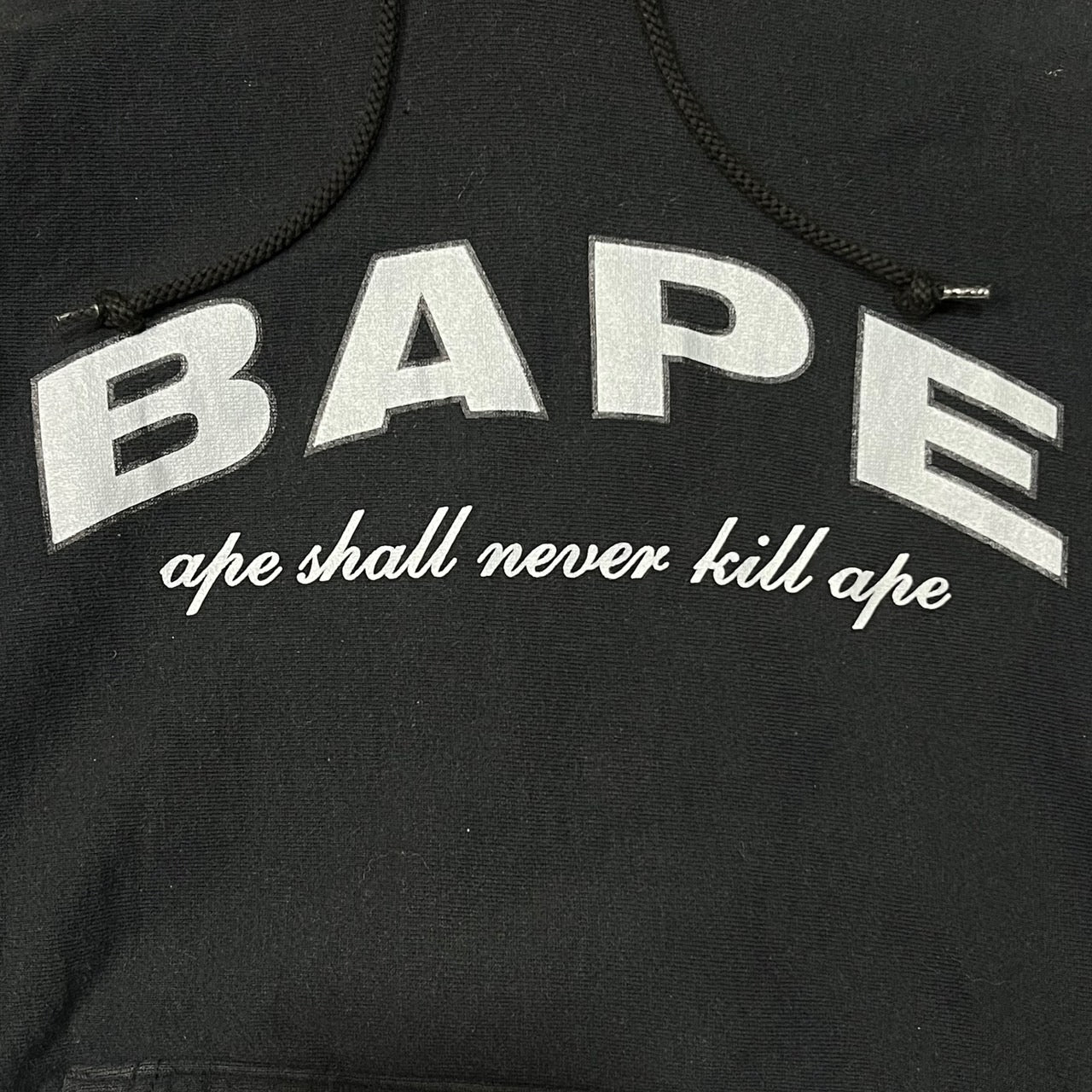 A BATHING APE(アベイシングエイプ) 00's ”MADE BY GENERAL ”ロゴ プリント パーカー S ブラック 初期タグ ape shall never kill ape